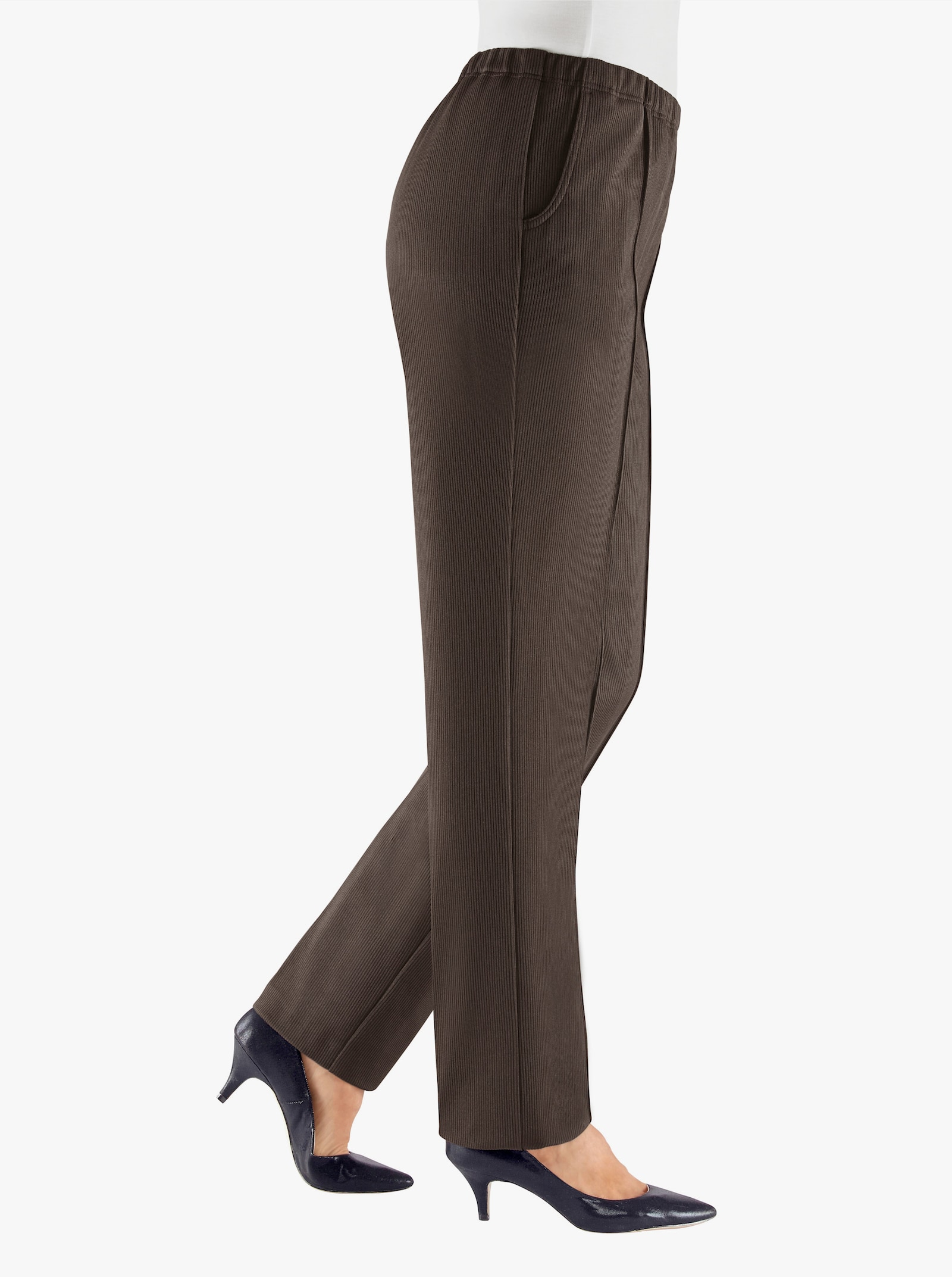 Thermobroek van ribjersey - mokka