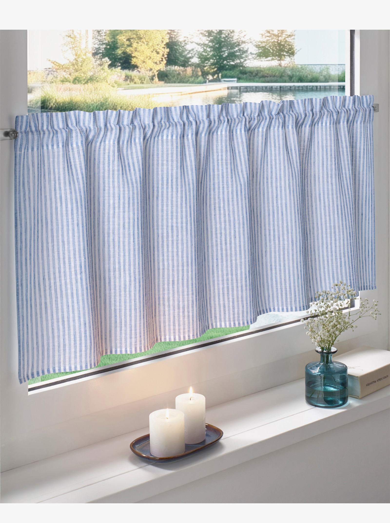 heine home Querbehang - weiß-hellblau