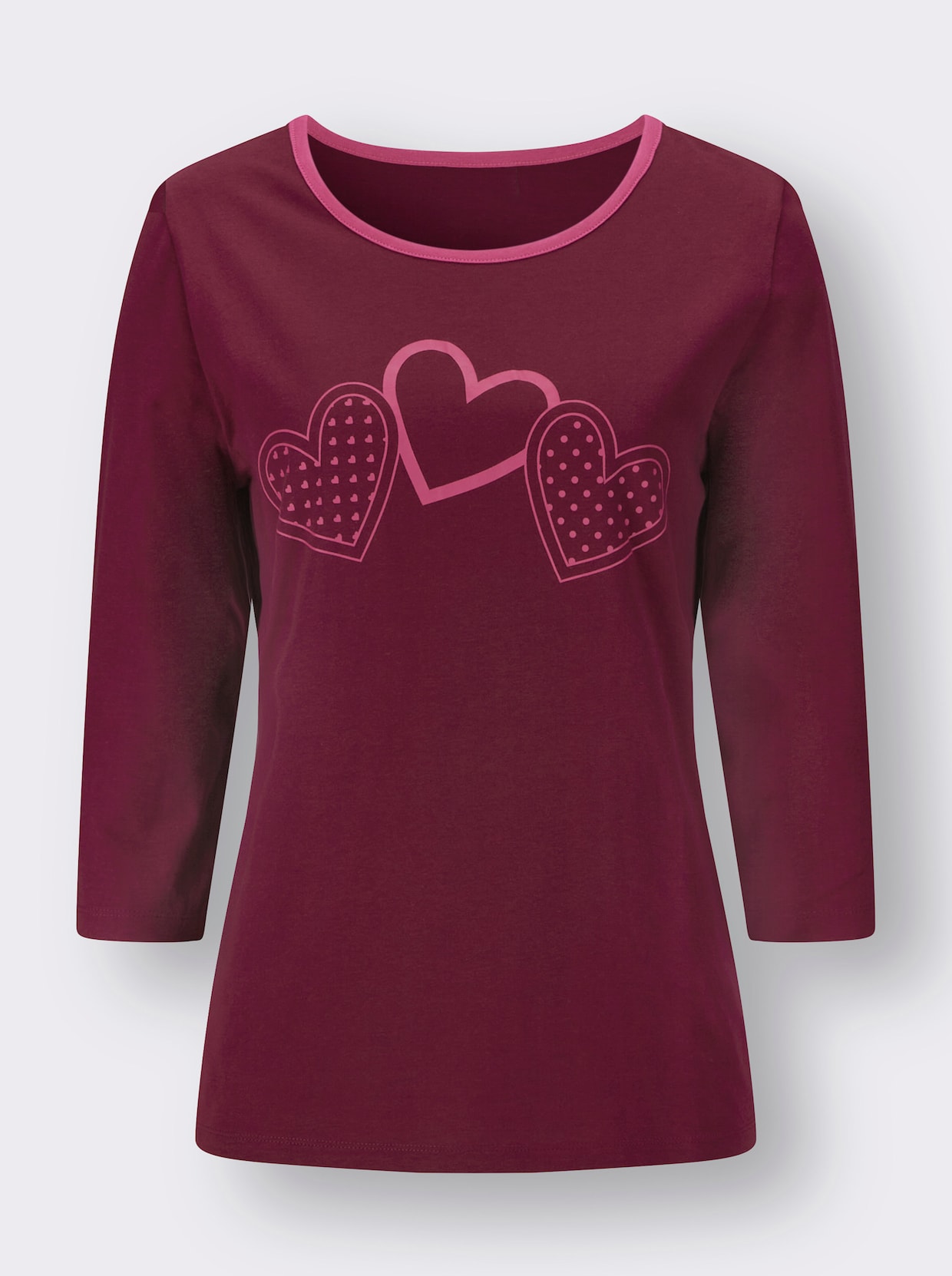 3/4-Arm-Shirt - bordeaux-fuchsia