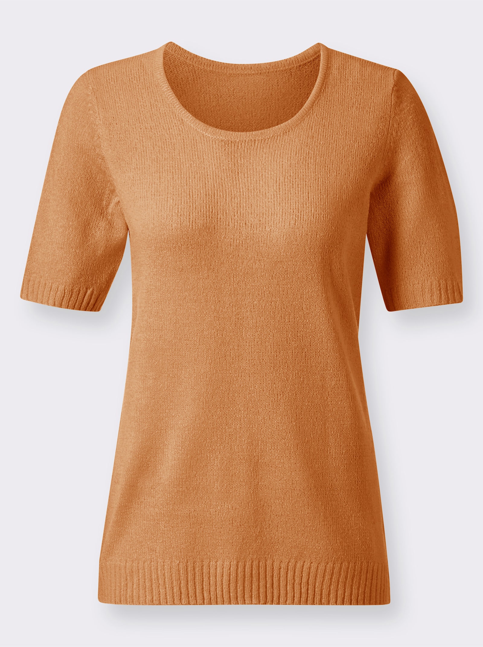 Rundhalspullover aus Feinbouclé - apricot