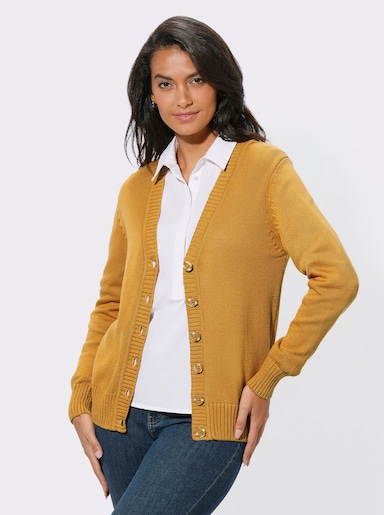 Strickjacke mit farblich abgestimmten Knöpfen - maisgelb