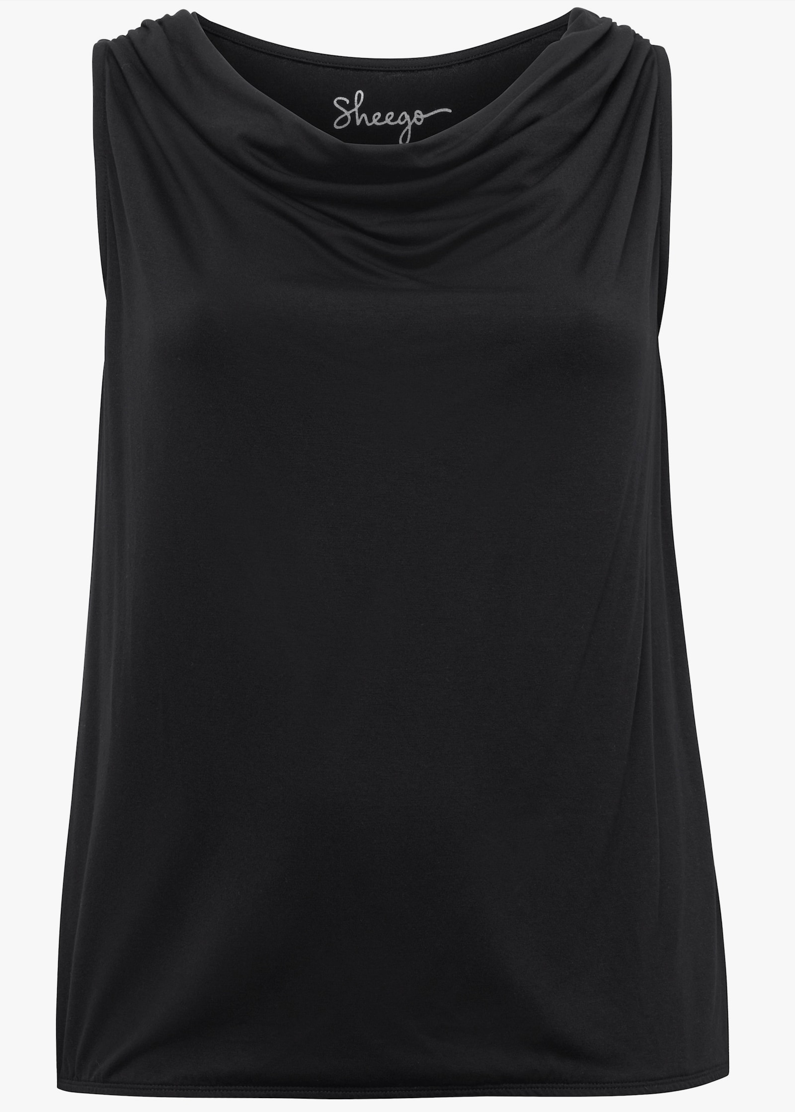 sheego Top met cascadekraag - zwart