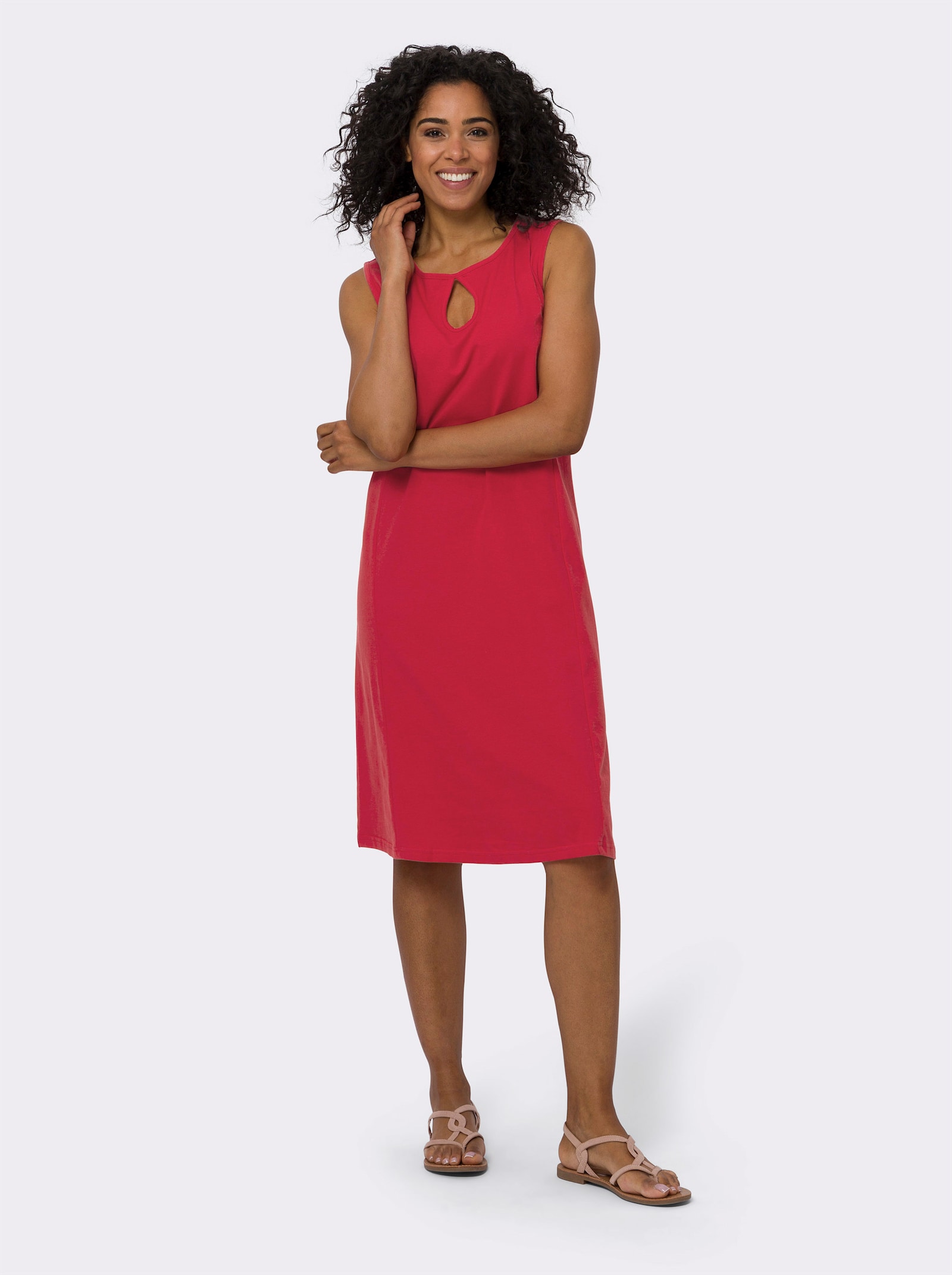 Jerseykleid mit Tropfenausschnitt - erdbeere