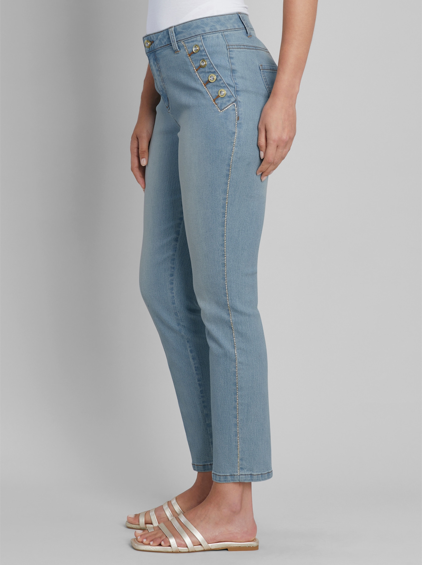 heine Jeans mit Glitzer-Zierband - blue-bleached