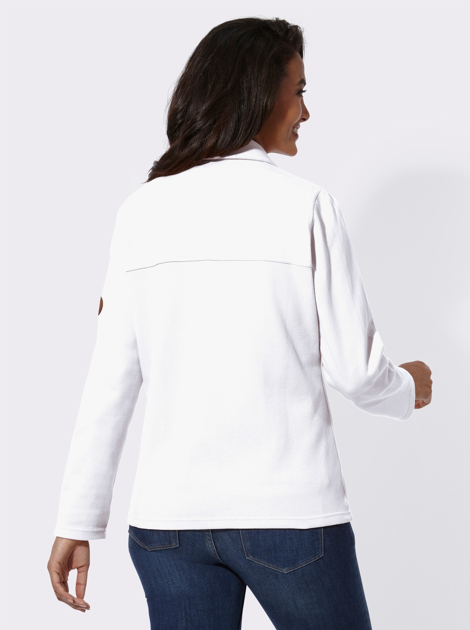 Shirtblazer mit aufgesetzten Brusttaschen - weiss