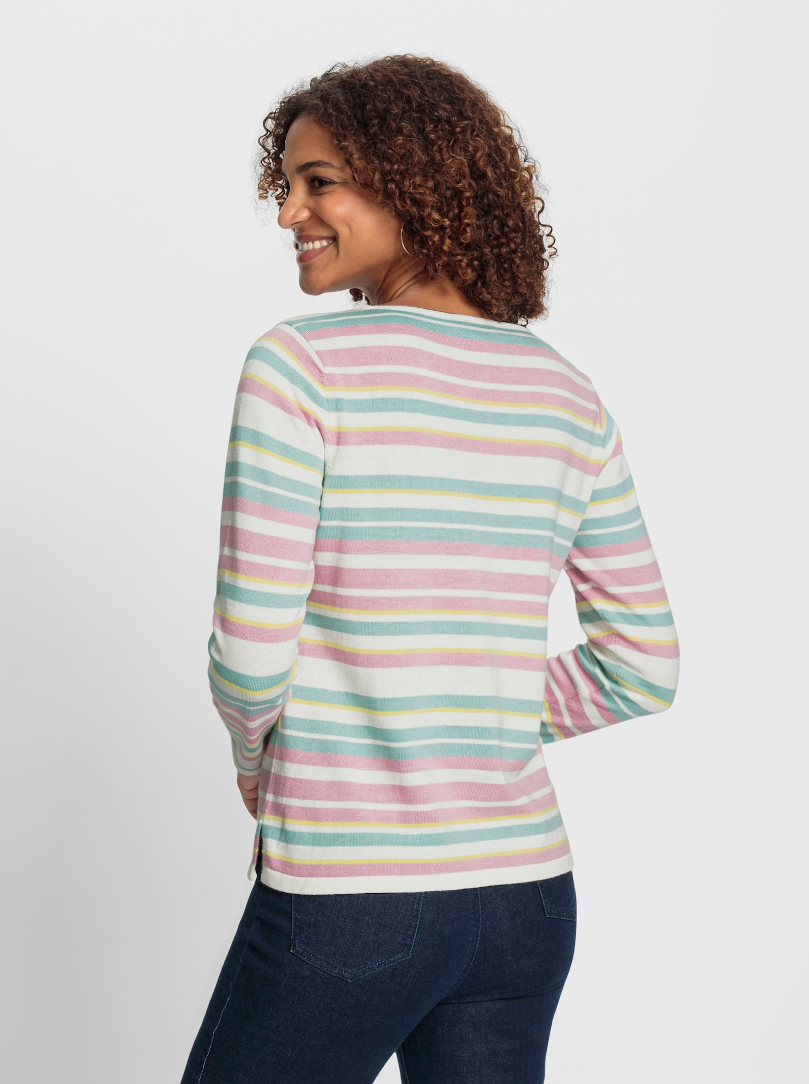 Pullover im bunten Streifenmuster - zitrone-mint-gemustert