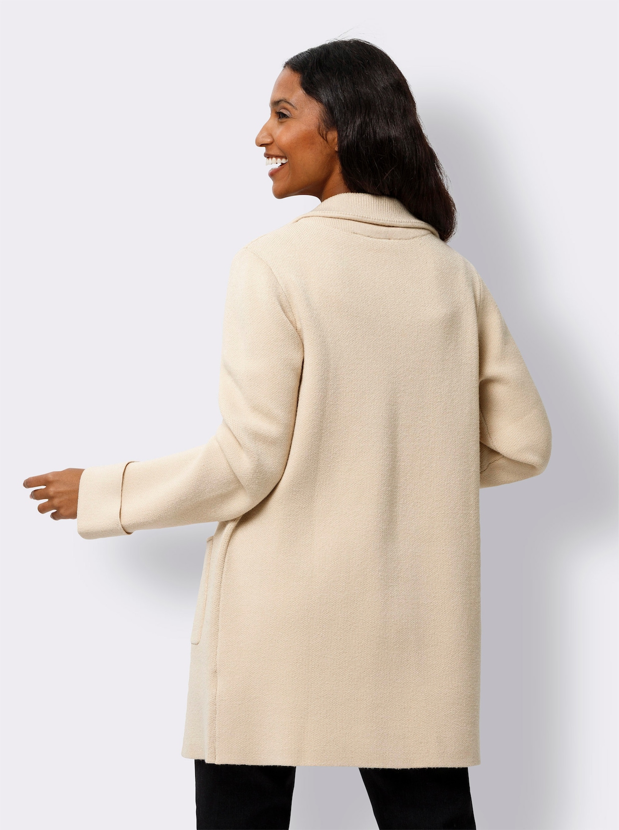 heine Lang gebreid vest - zand