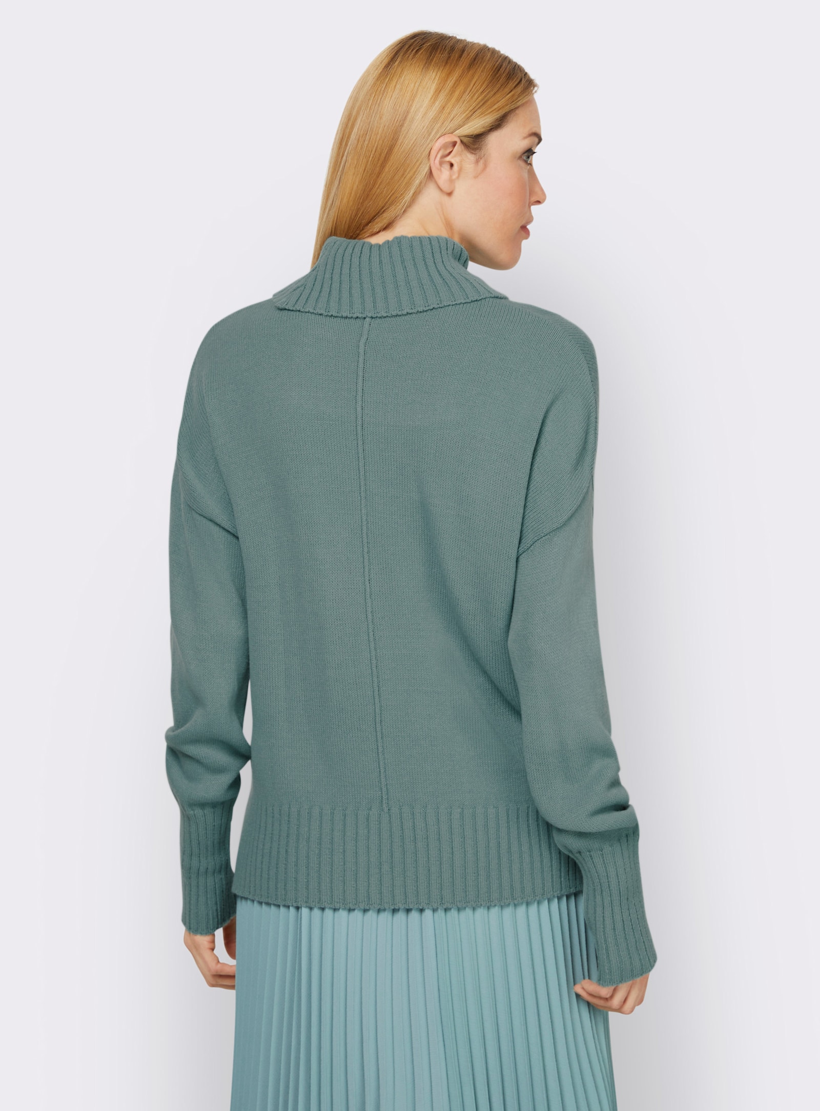 heine Pullover met rolkraag en middennaad - jade