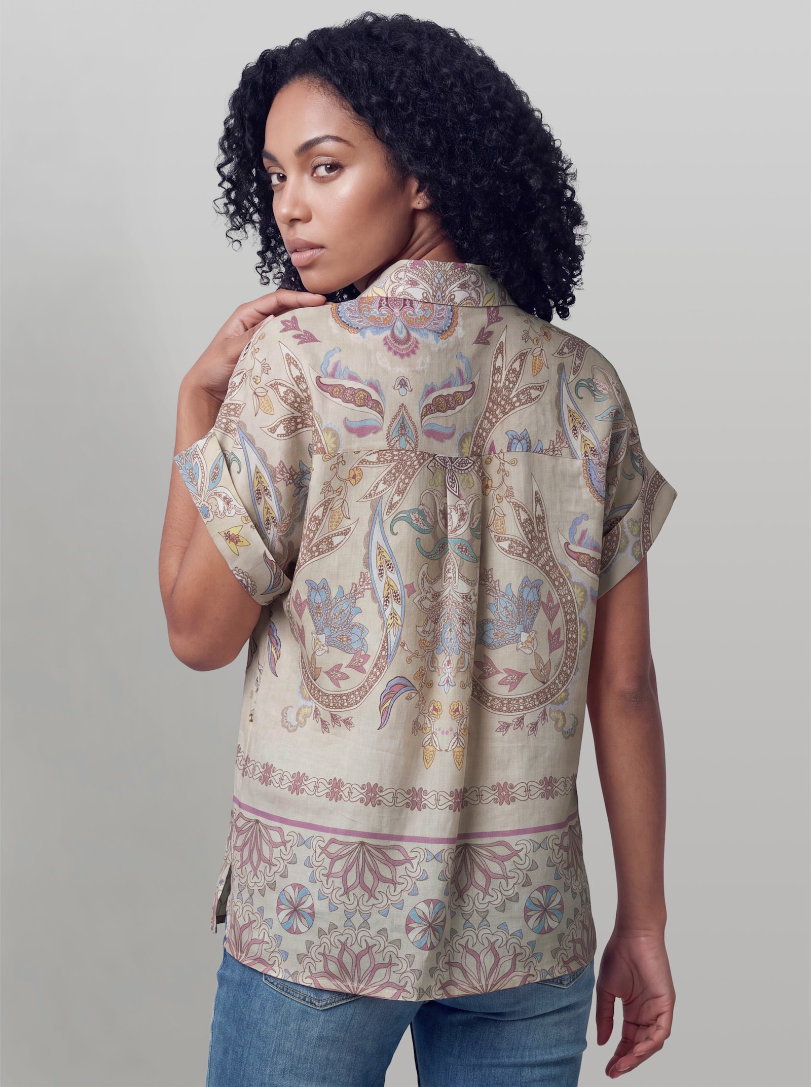 heine Druckbluse mit Seitenschlitzen - elfenbein-bedruckt