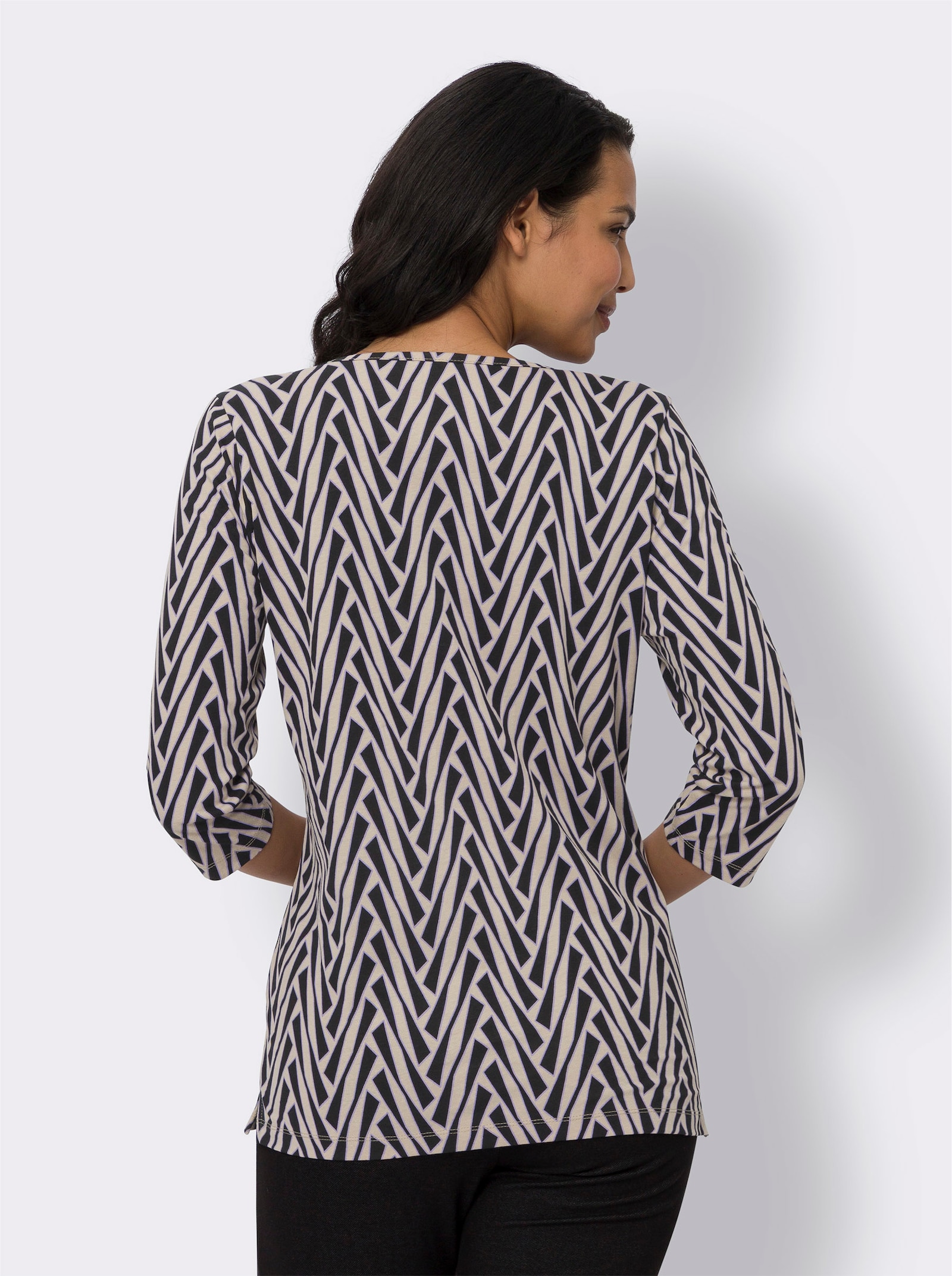 3/4-Arm-Shirt mit Grafikprint - beige-bedruckt