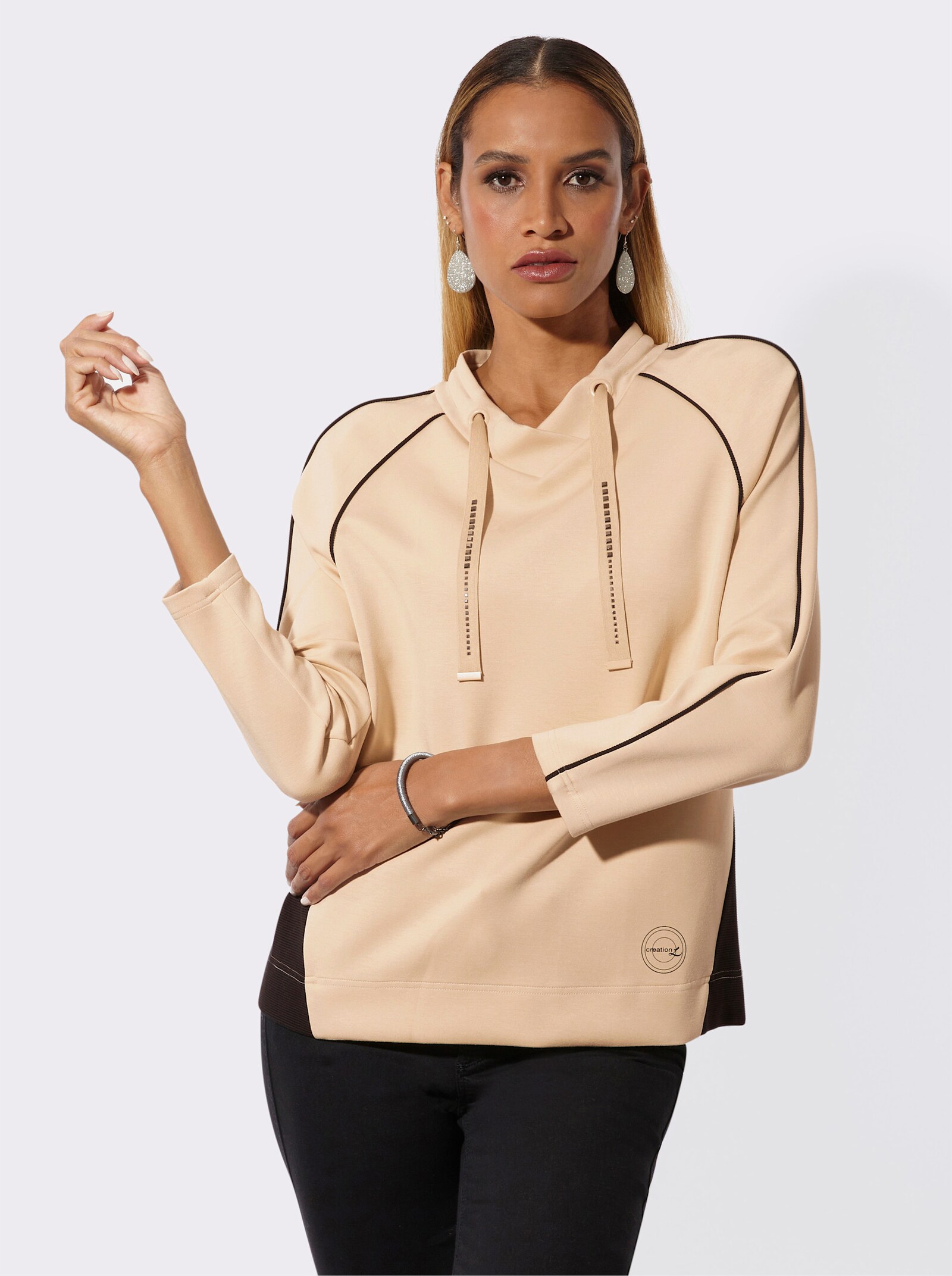 Sweatshirt mit Kontrastakzenten - sand
