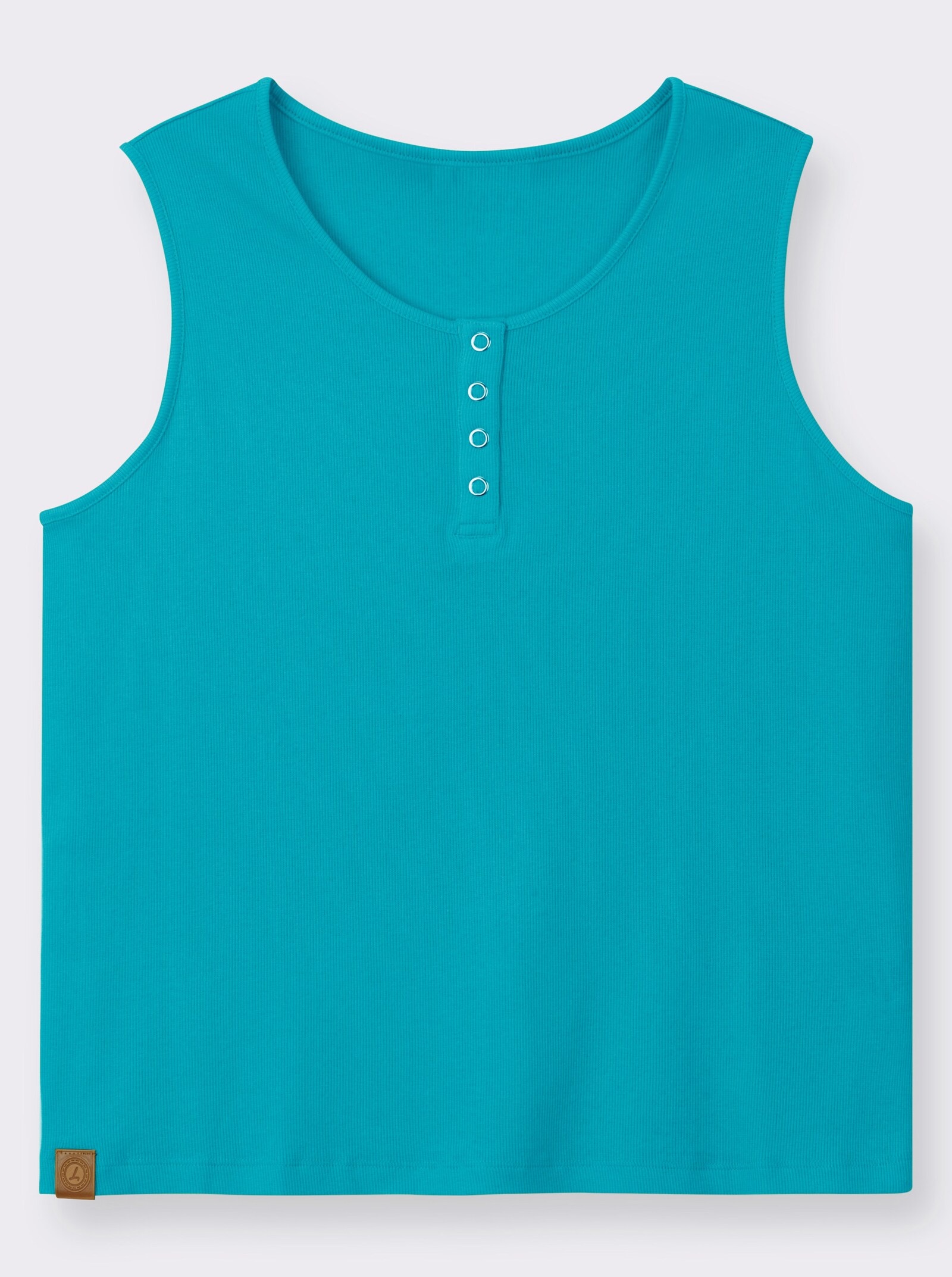 Shirttop in Ripp-Optik - türkis