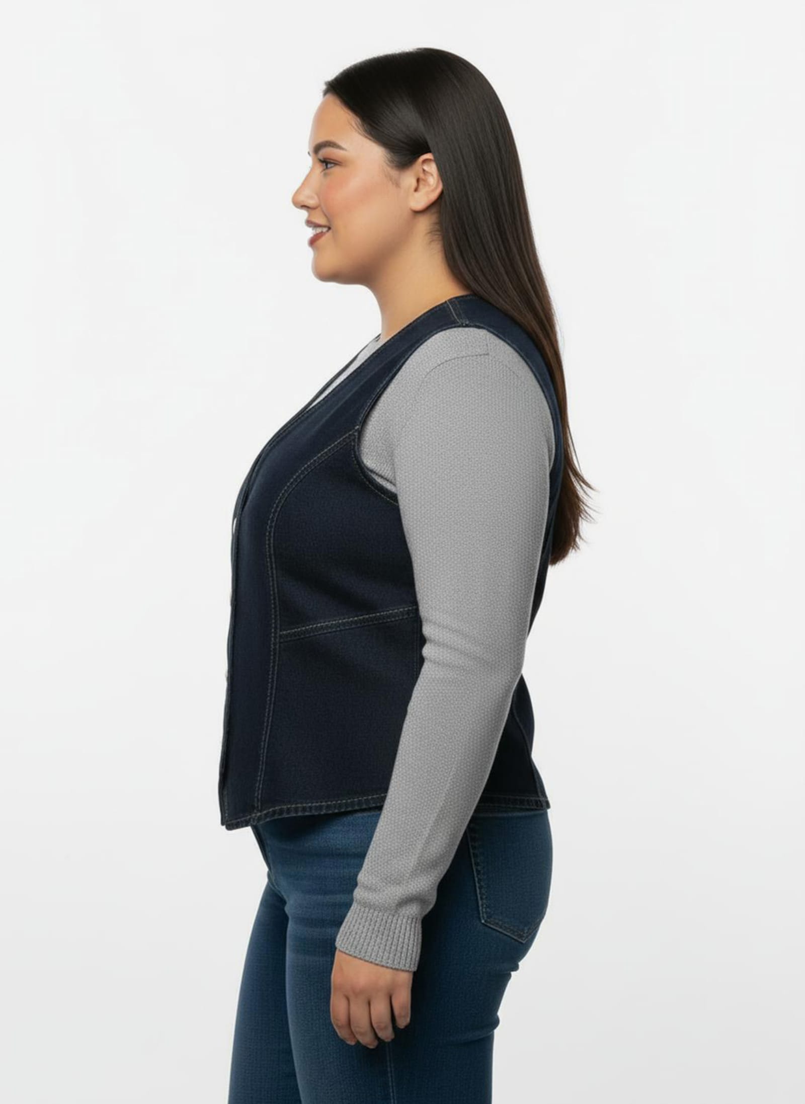 Jeansweste mit tailliertem Schnitt - dark blue