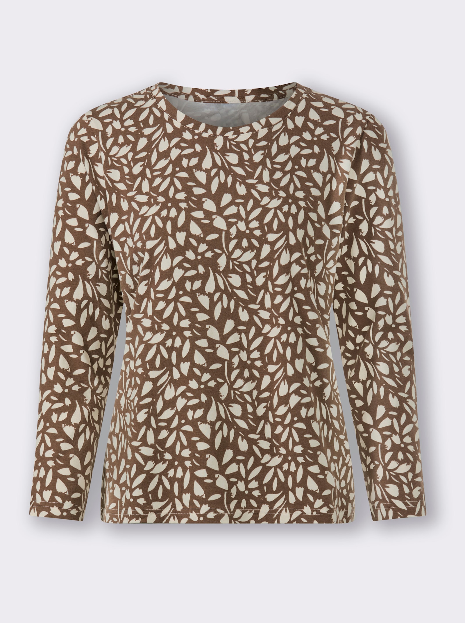 heine Langarmshirt mit Blätter-Dessin - braun-champagner-bedruckt