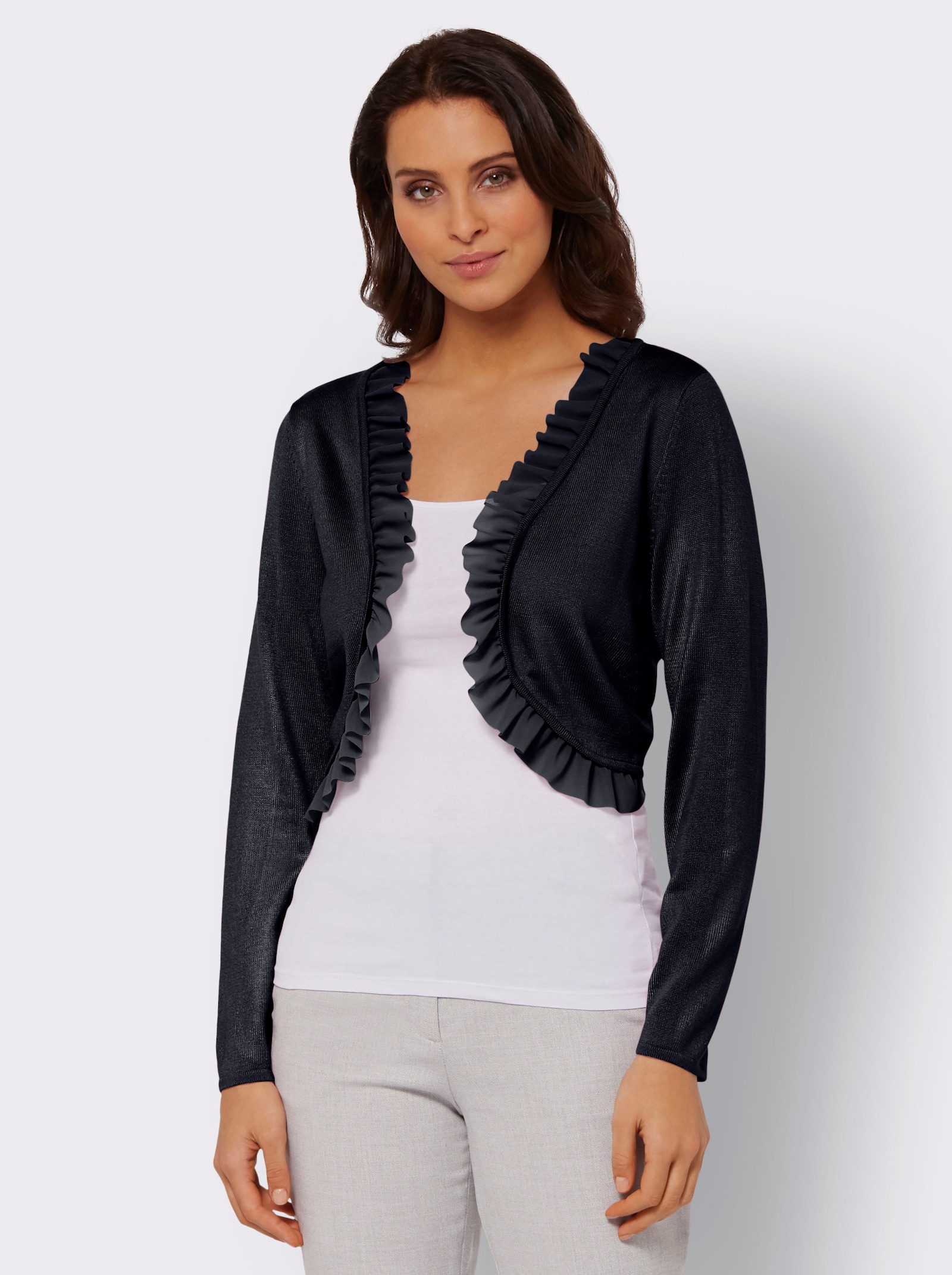 Bolero mit Chiffon-Volants - marine