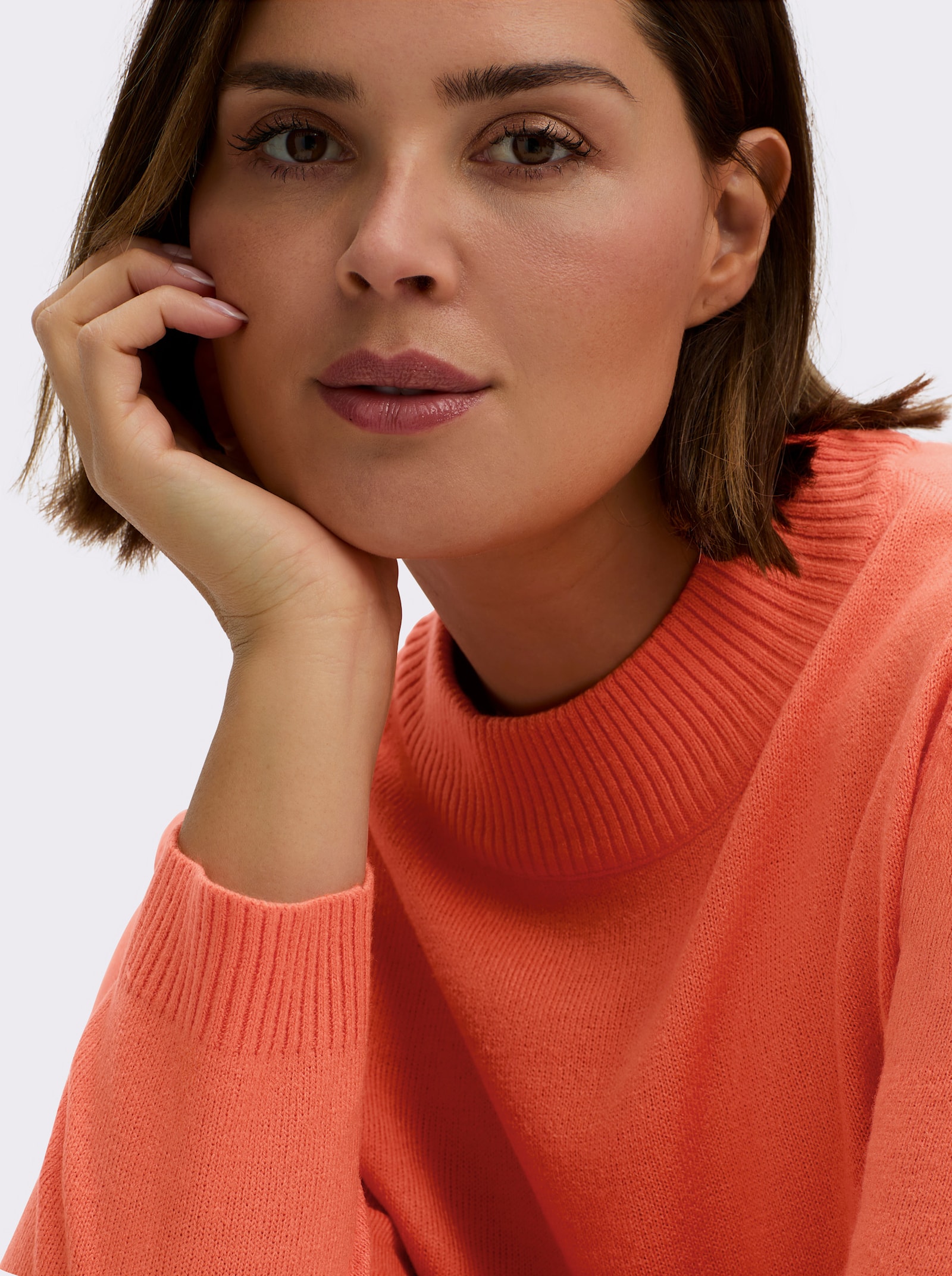 Pullover mit abgerundetem Saum - orange