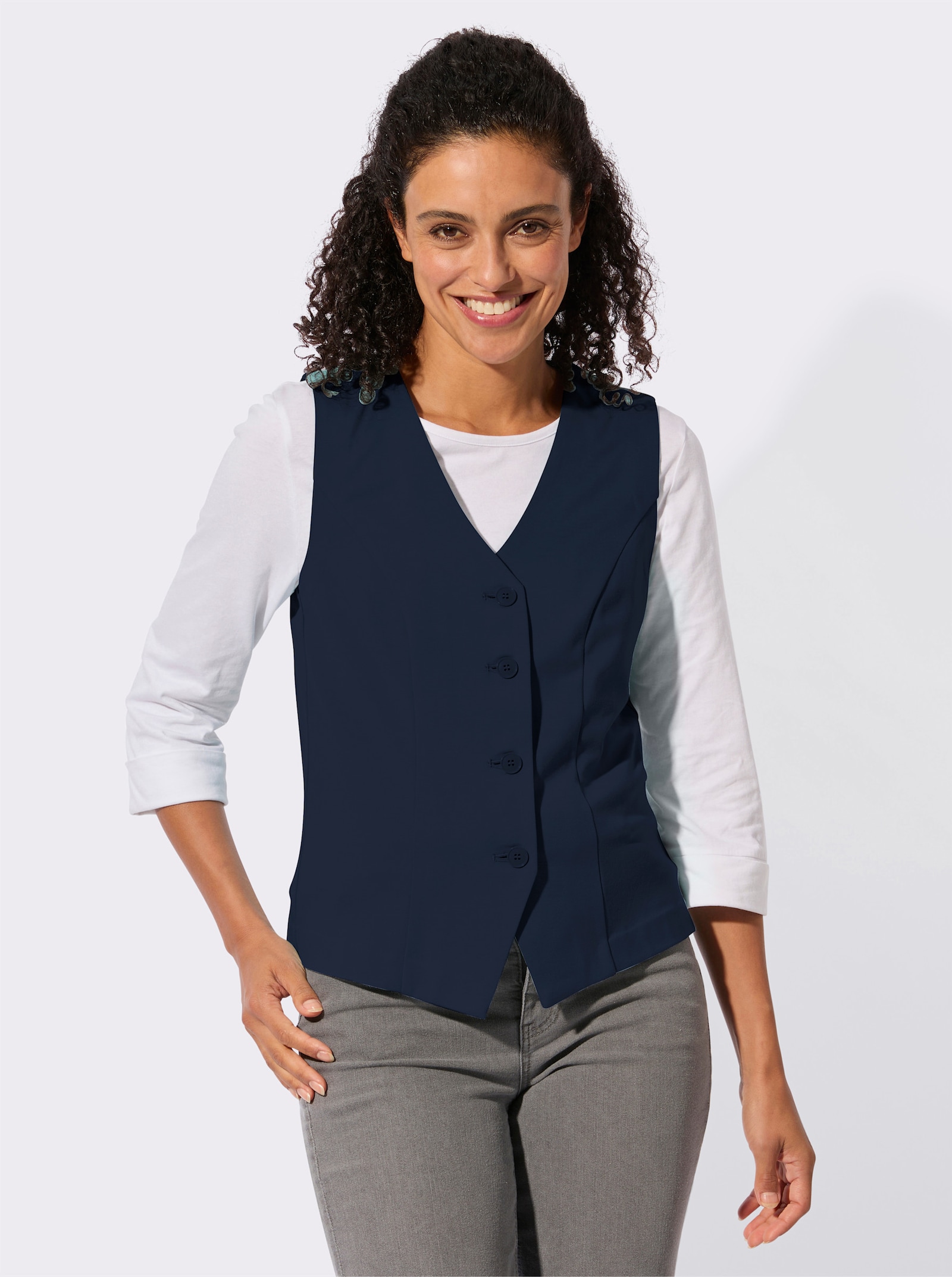 Anzugweste in Interlock-Qualität - dunkelblau