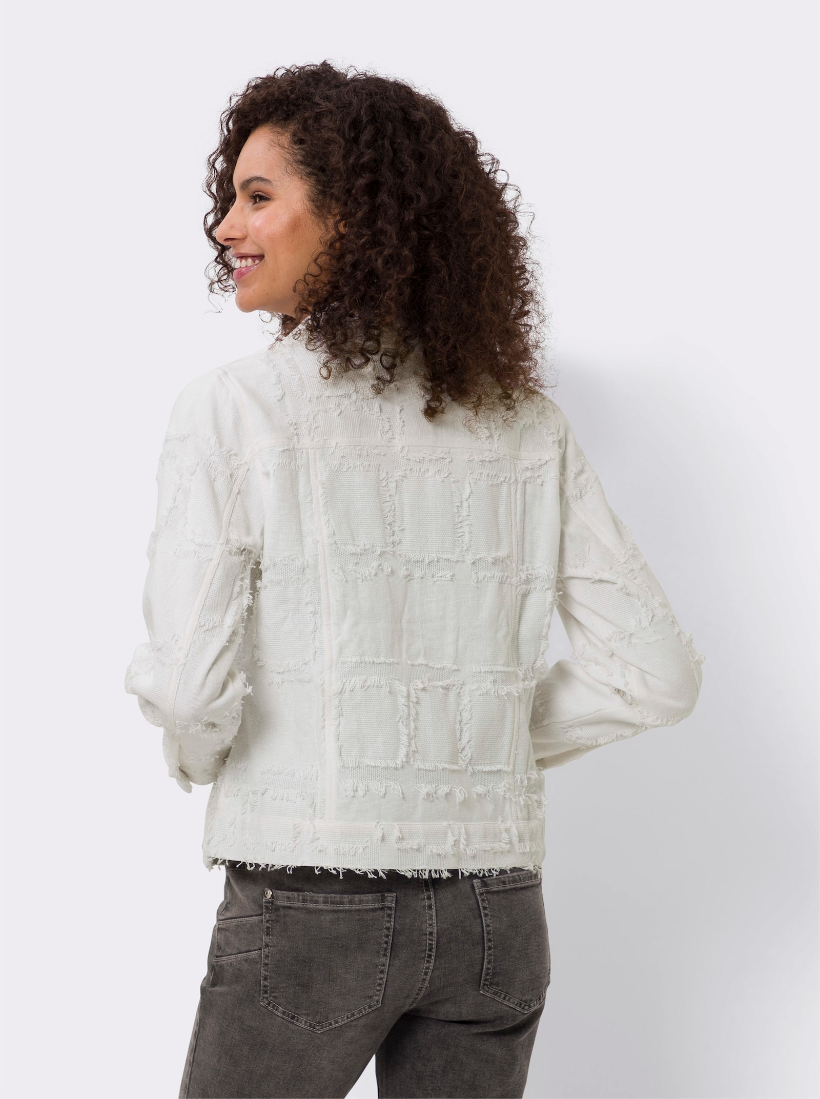 heine Tussenjack van boucléstof - ecru