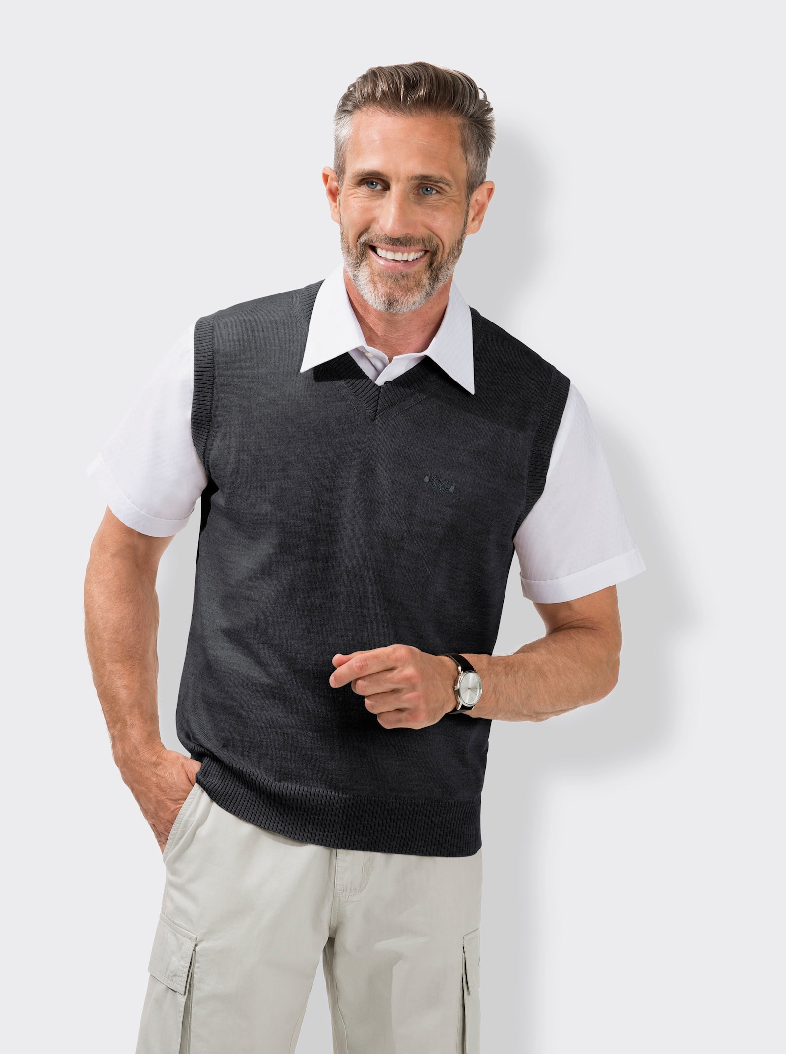 Marco Donati Pullunder - anthrazit-meliert