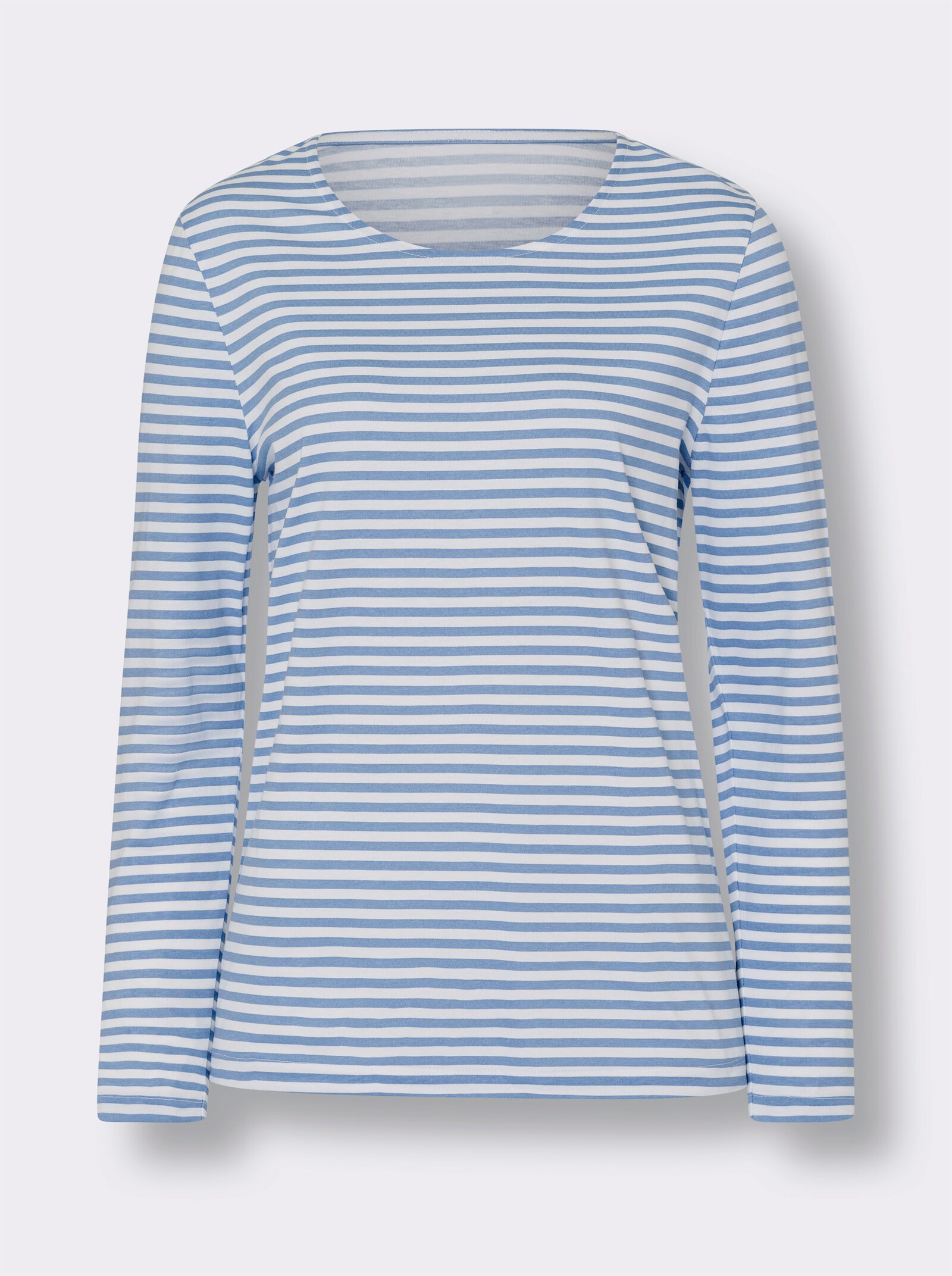 Pásikované tričko z čistej bavlny - Pruhovanie: modrá – prírodný hodváb