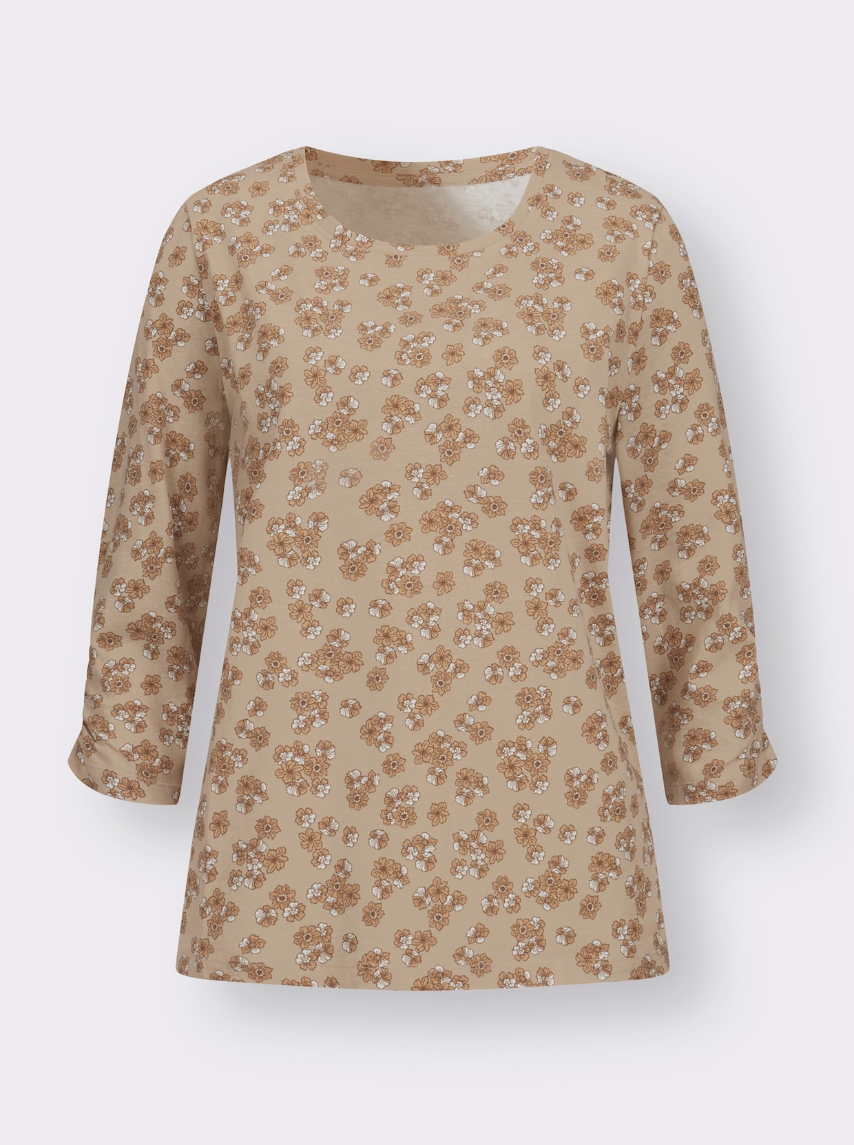 Shirt met 3/4-mouw - beige/bruin geprint