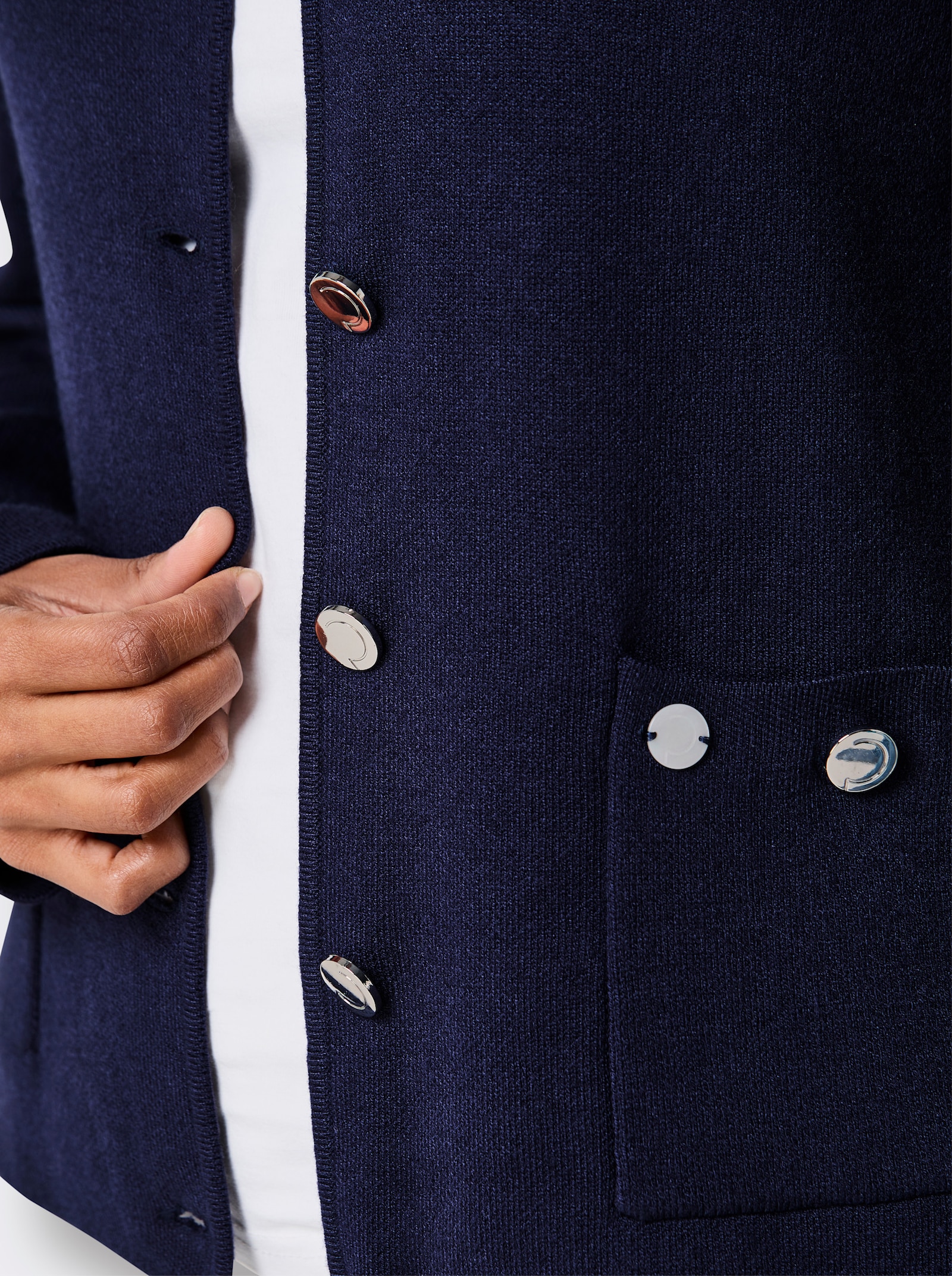 CREATION L PREMIUM Strickjacke mit Jacquard-Muster - marine