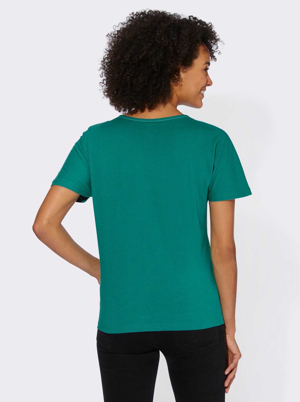 Tričko s krátkým rukávem - ecru-smaragdová
