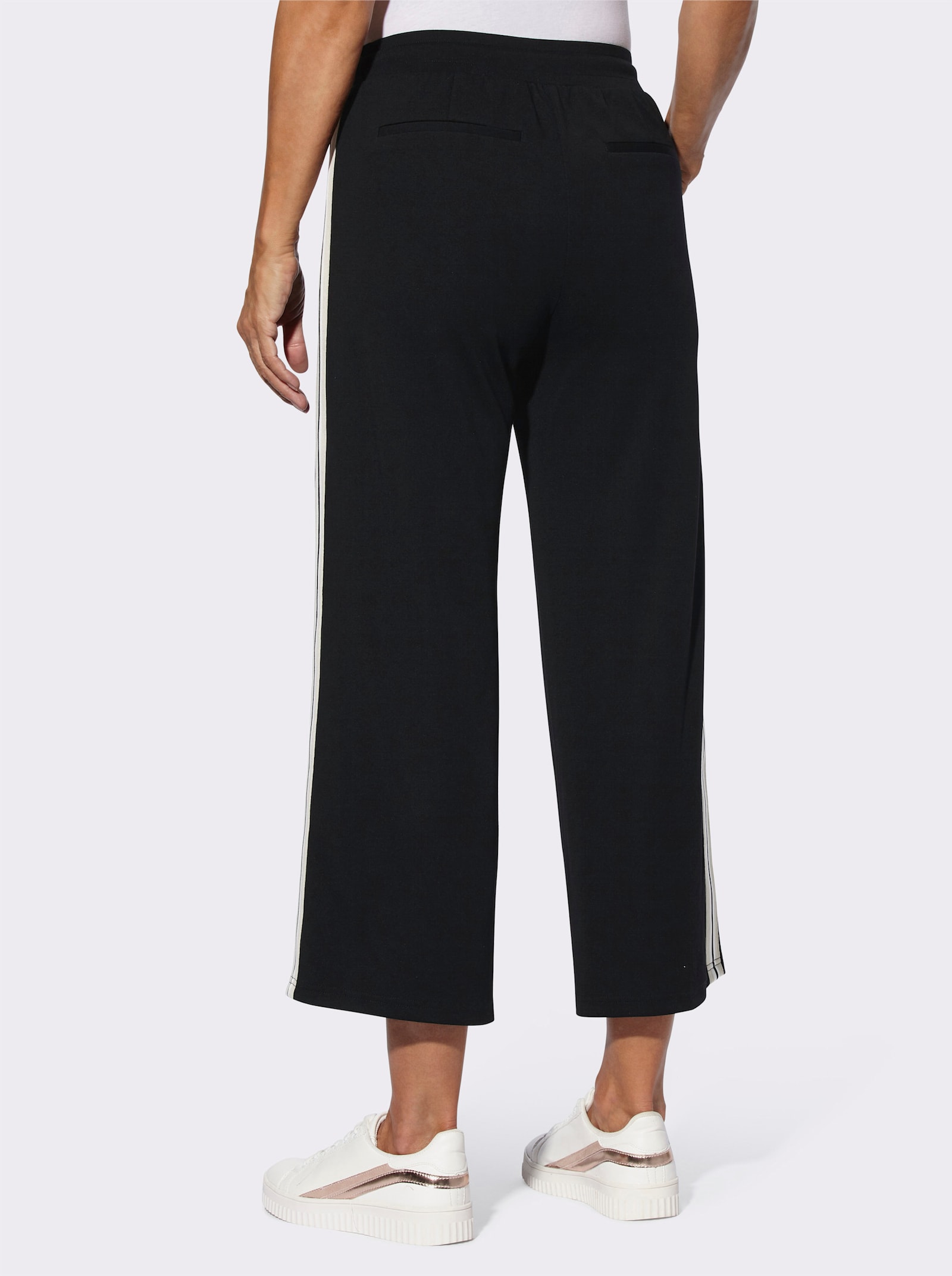 Jerseybroek met galonstrepen - zwart