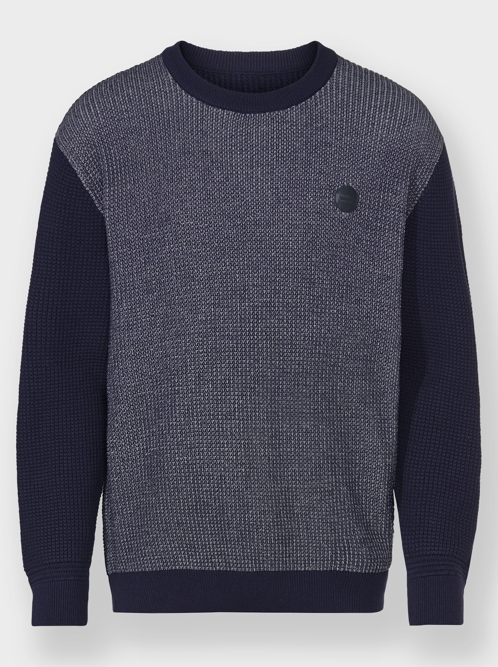 Marco Donati Pullover met ronde hals en ribboorden - marine gemêleerd