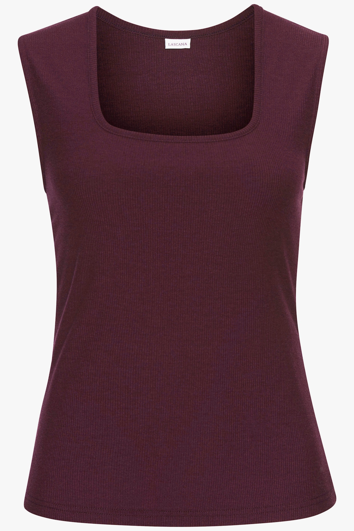 LASCANA ribtanktop - aubergine