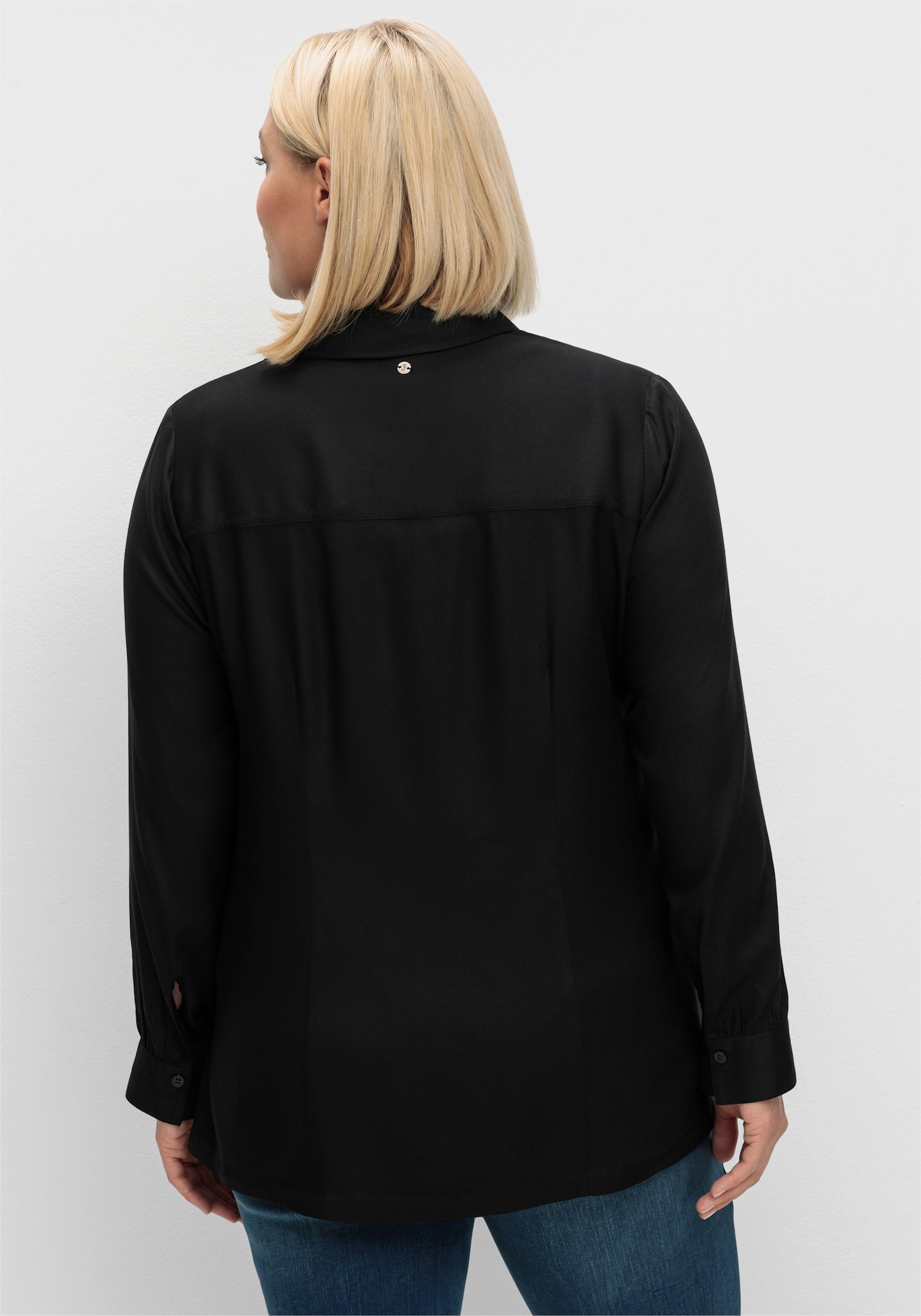 sheego Klassische Bluse aus Twillqualität - schwarz