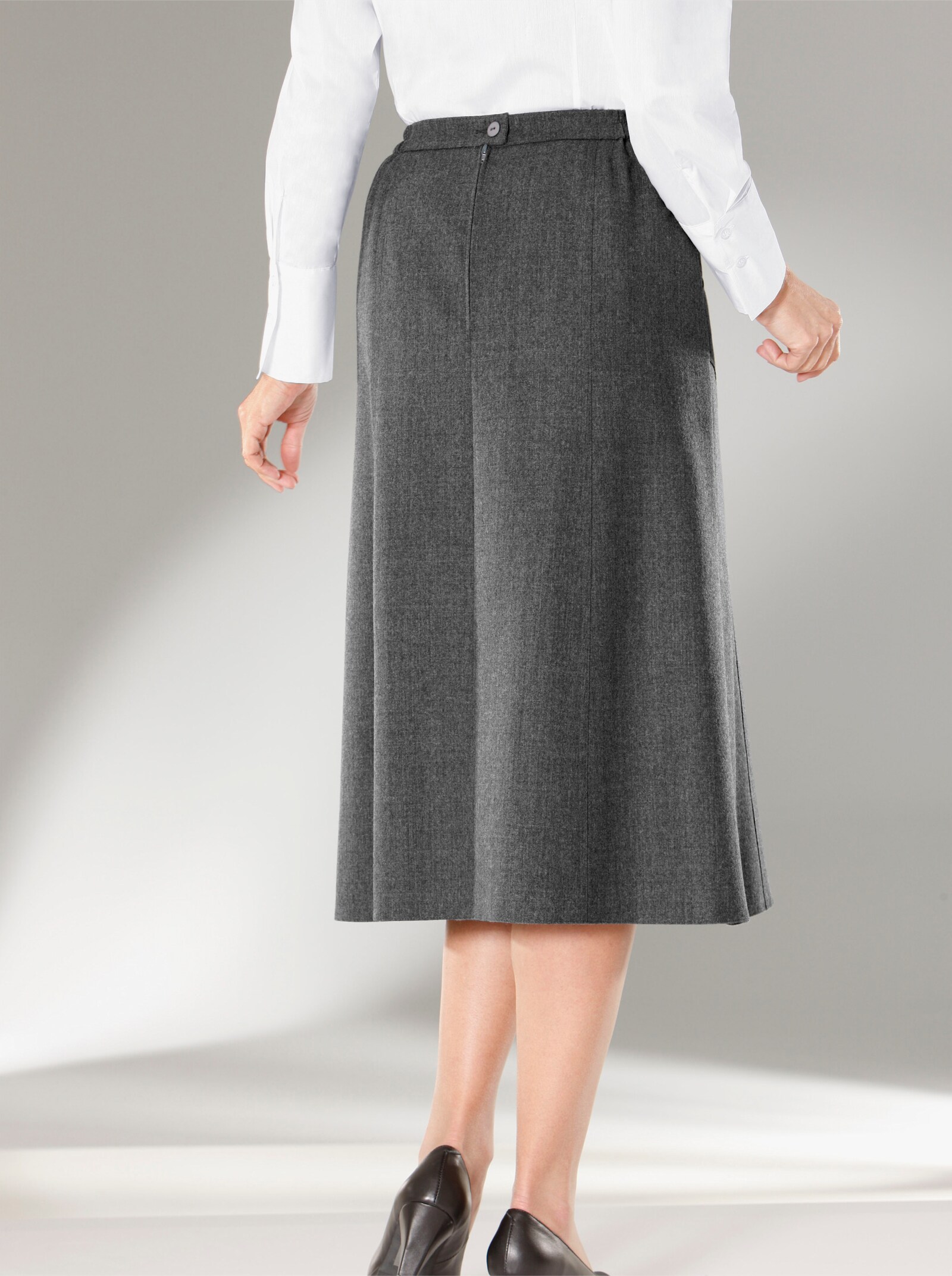 Wollrock mit seitlichem Dehnbund - anthrazit-meliert