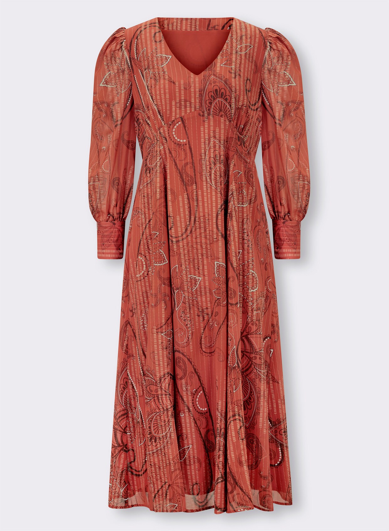 heine Druck-Kleid - papaya-bedruckt
