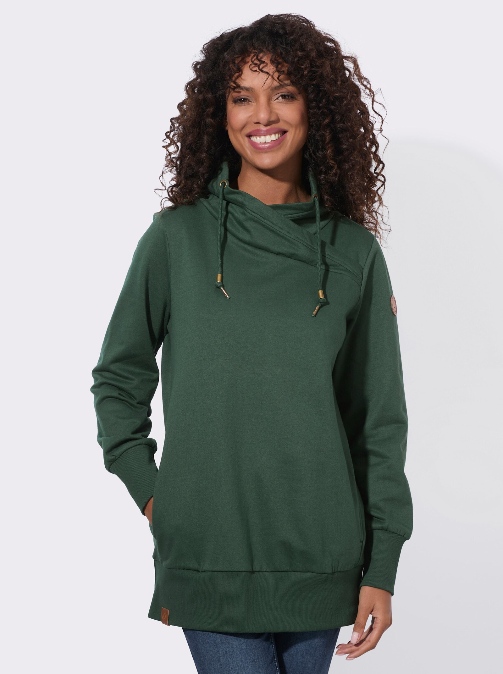 Sweatshirt mit asymmetrischem Kragen - moos