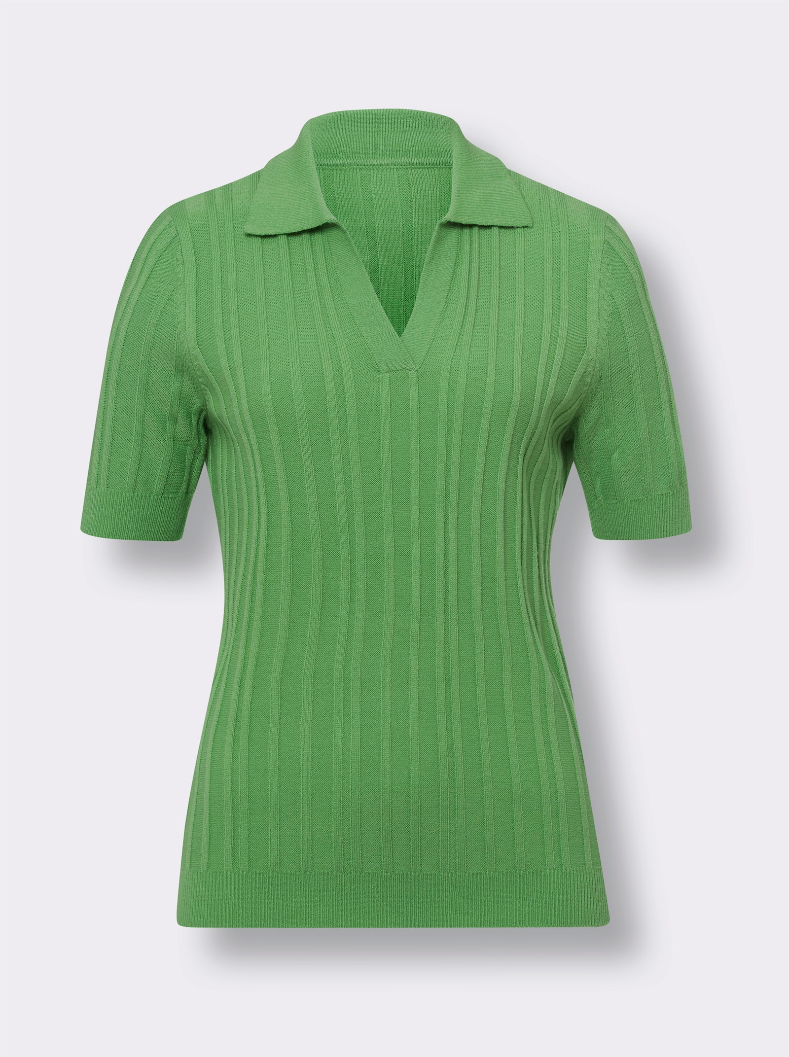 Polopullover mit Ripp-Muster - apfel