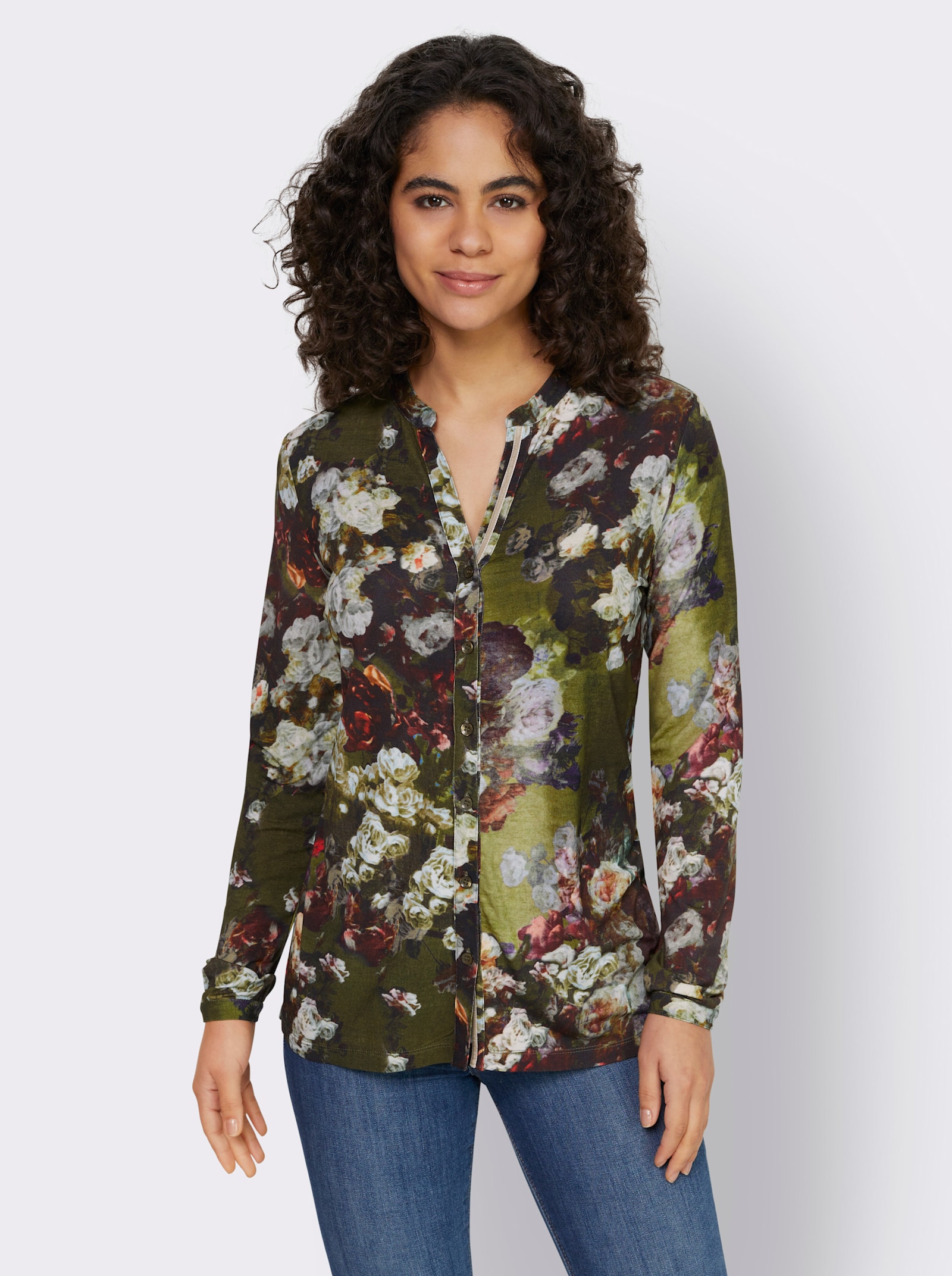 heine Blusenshirt im Blüten-Dessin - khaki