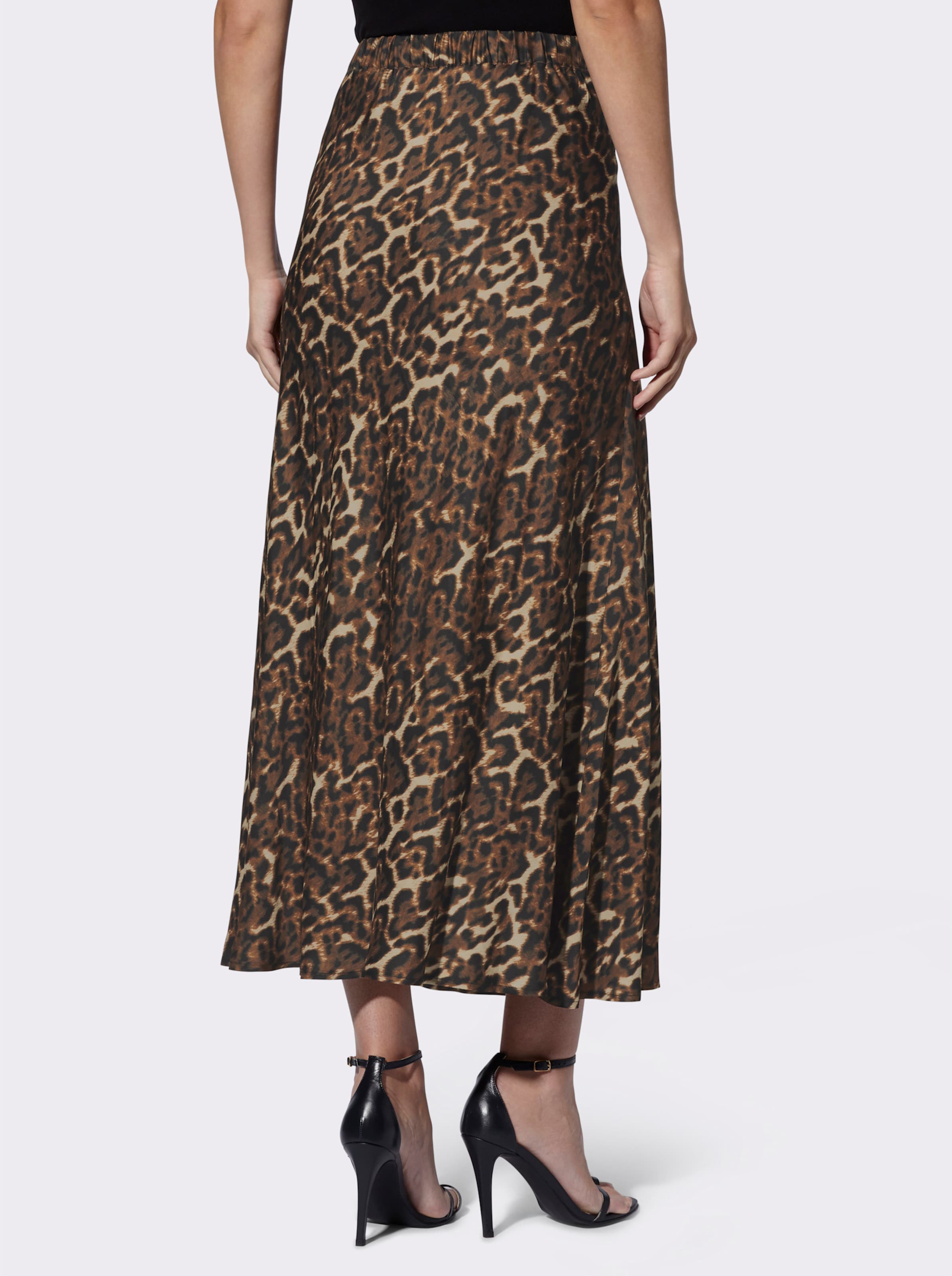 Jupe Femme PRETTYLITTLETHING Imprimé Animal Marron, Taille 14, A-Line, Fente, Longueur Midi