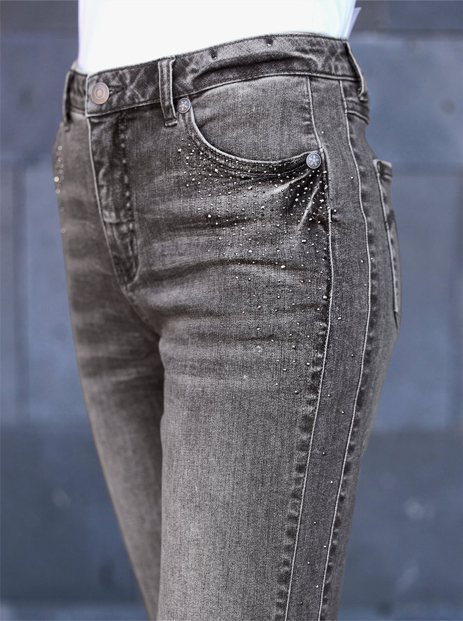 heine Jeans in Used-Optik - stone-grey-denim