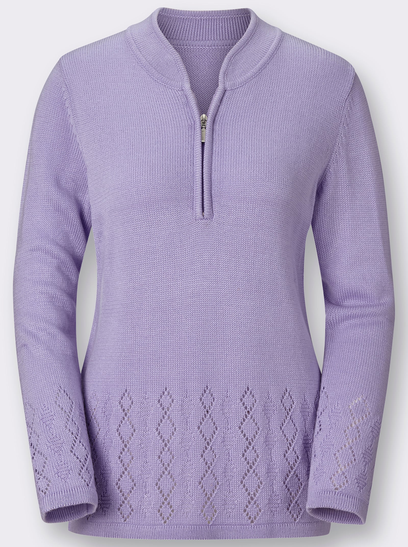 Stehkragenpullover mit Reissverschluss - flieder