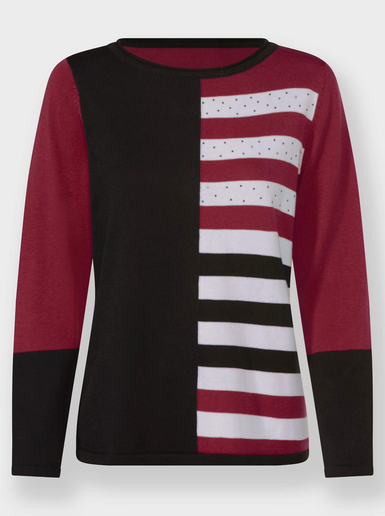 Pullover mit Einstrickmuster - kirsche-schwarz-gemustert