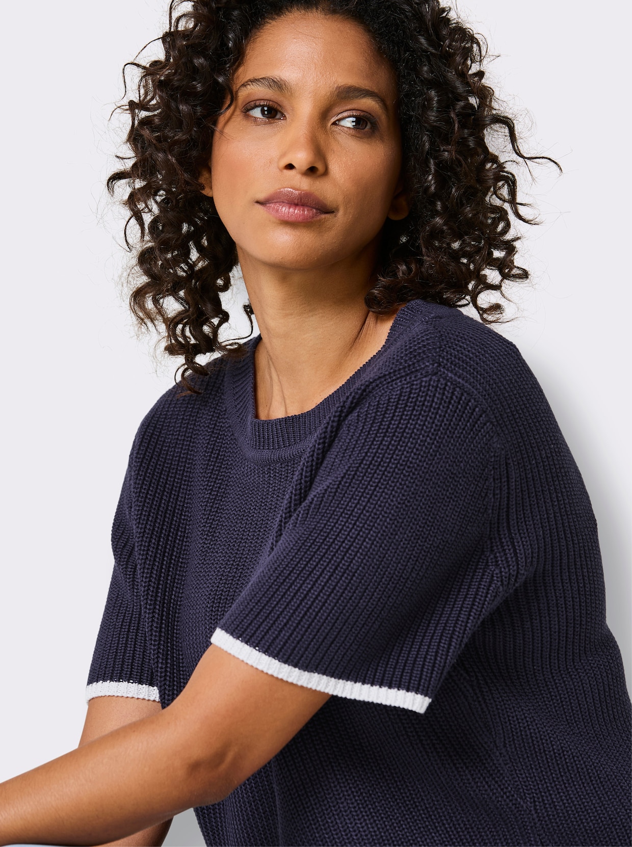 CREATION L PREMIUM Kurzarmpullover - marine
