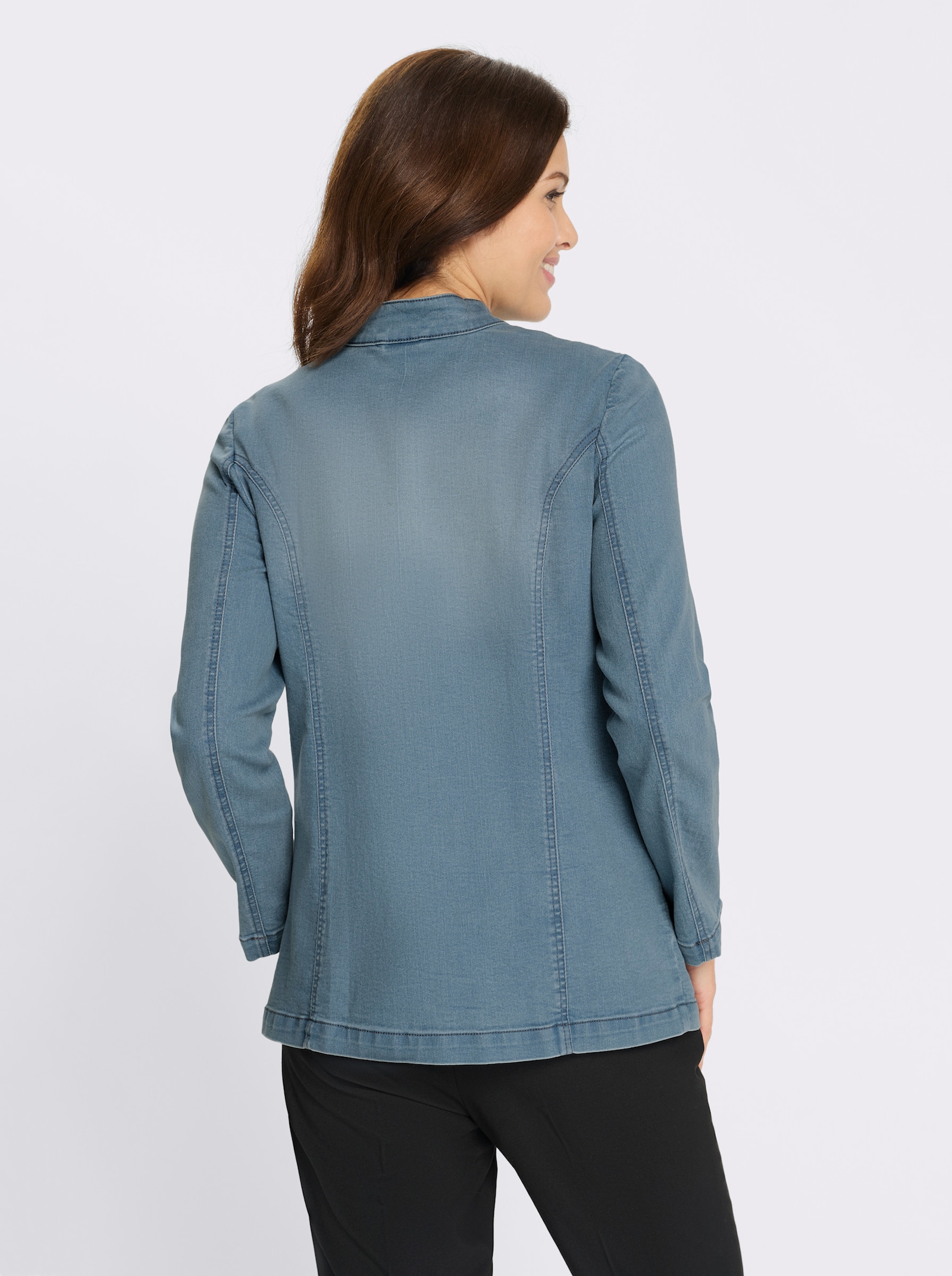 Jeansjacke mit Stehkragen - blue-bleached
