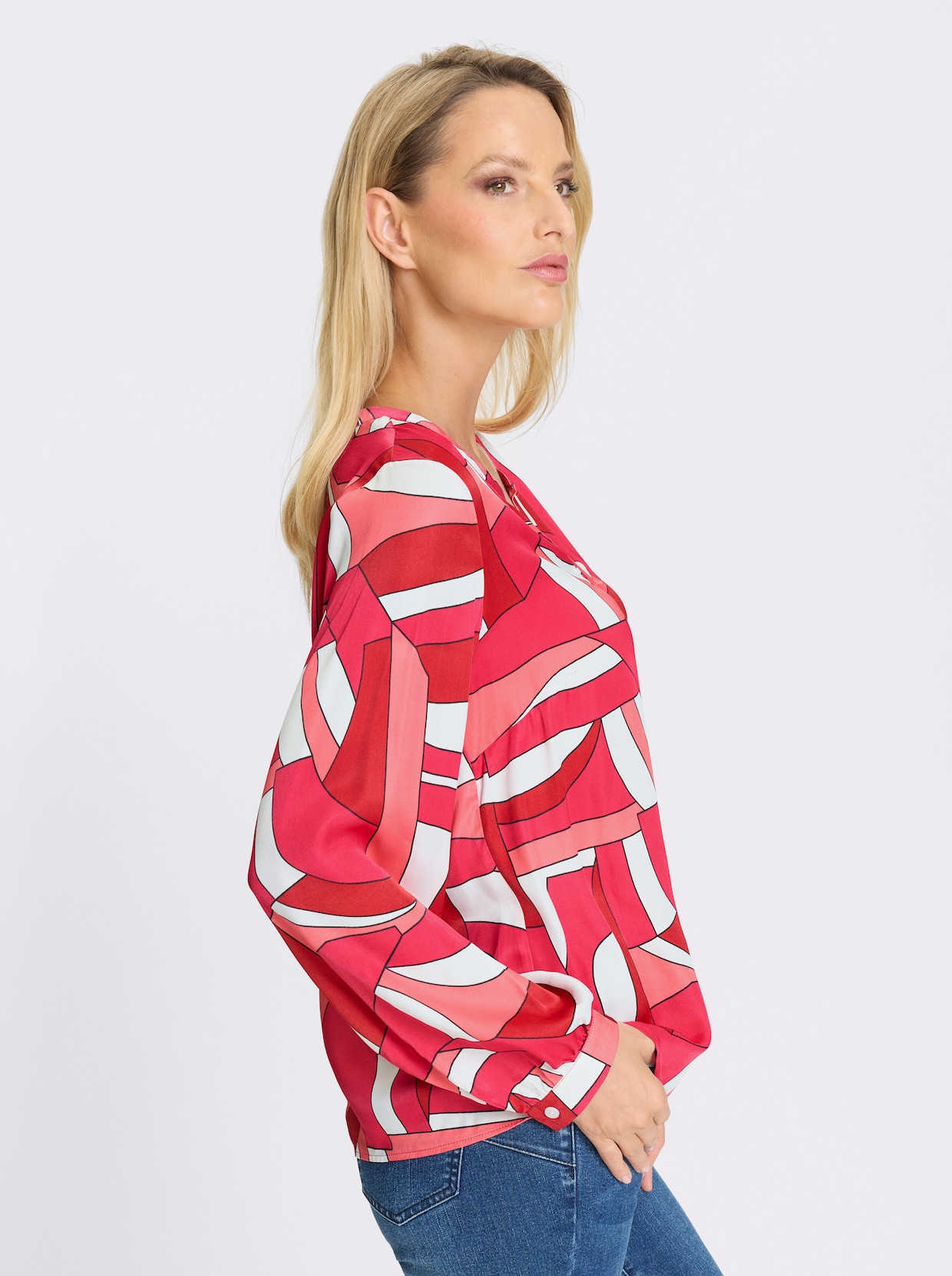 heine Druckbluse - pink-flamingo-bedruckt