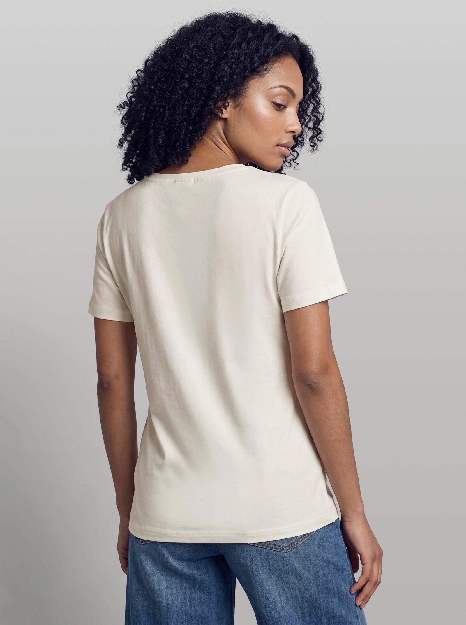 heine Kurzarmshirt mit Frontprint - ecru