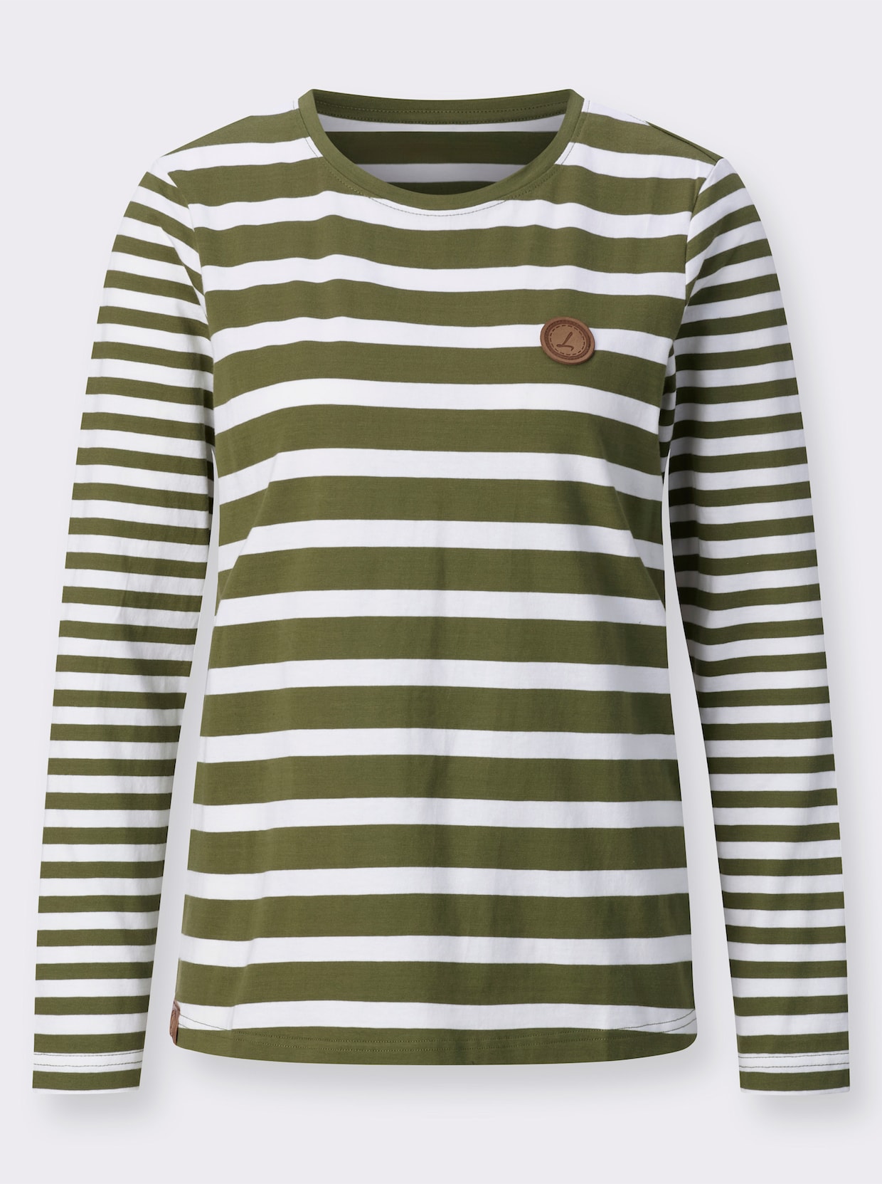Shirt - olijf/wit gestreept