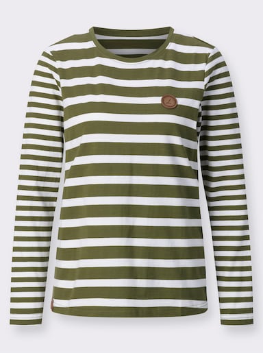 Shirt im Ringelmuster - oliv-weiß-geringelt