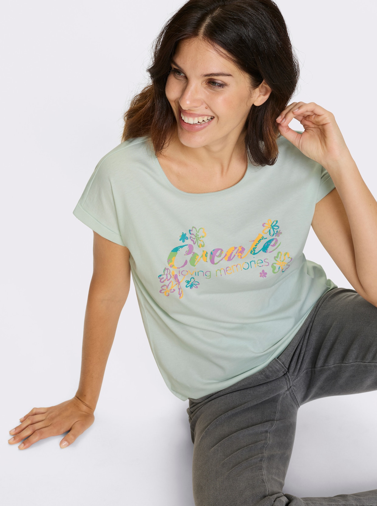 Kurzarmshirt - zartmint-gelb