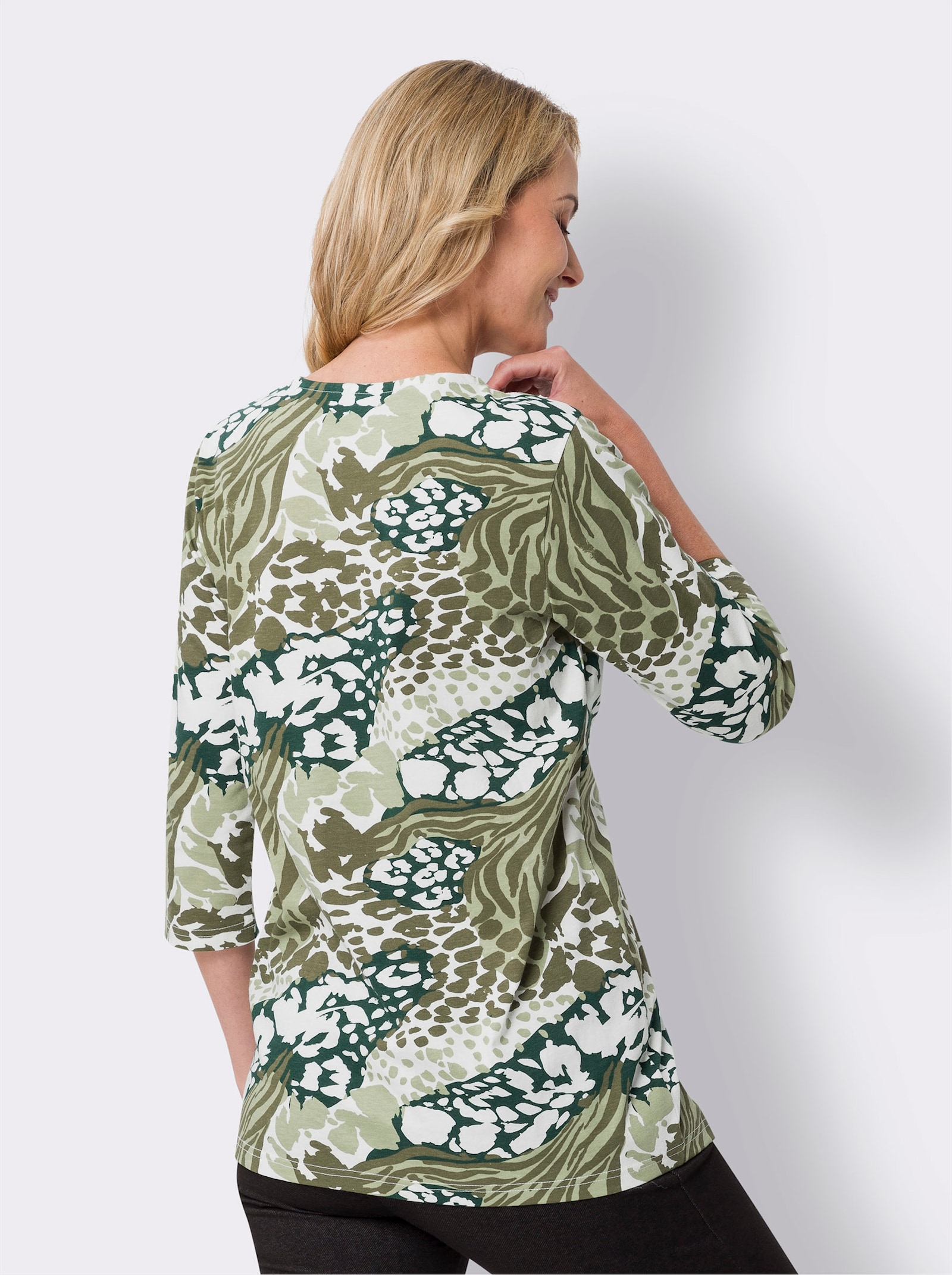 Tričko, okr.výstr., str.A, potlač - lipovozel-machová potlač