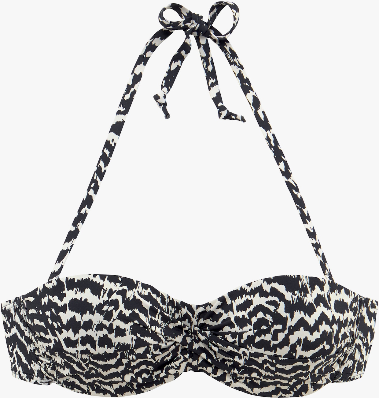 LASCANA Bügel-Bandeau-Bikini-Top - schwarz-creme