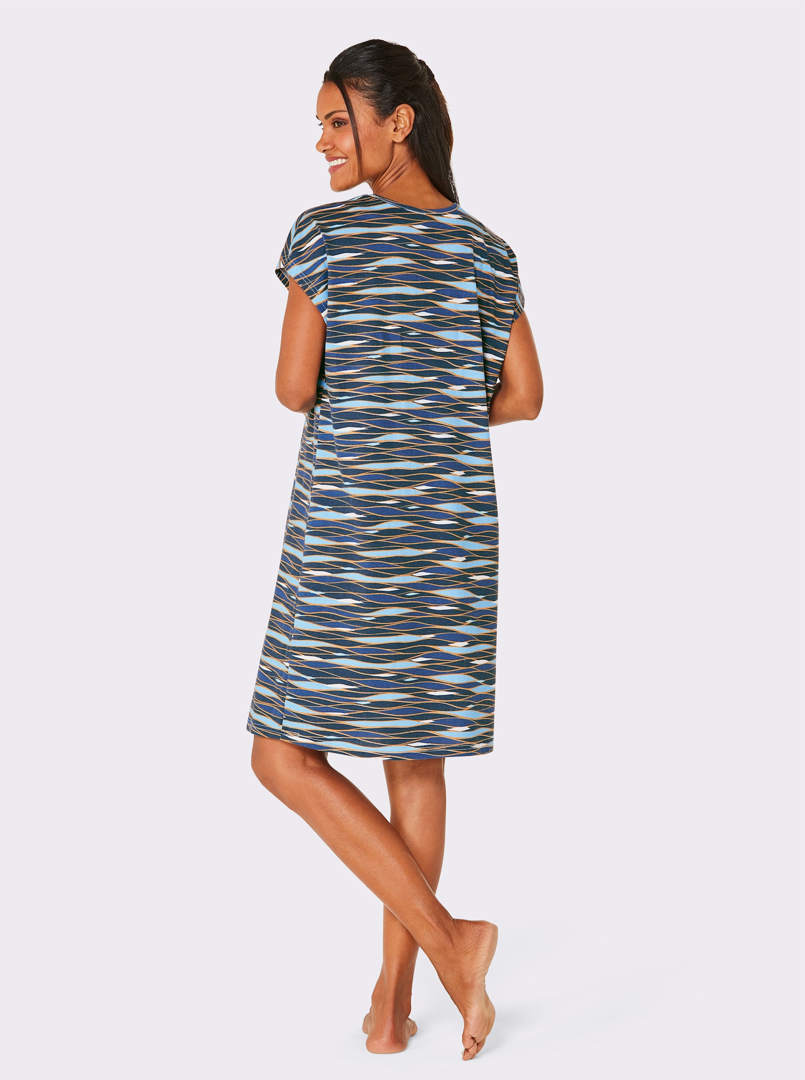 feel good Sommerkleid im Doppelpack - dunkelblau-bedruckt + aqua-bedruckt